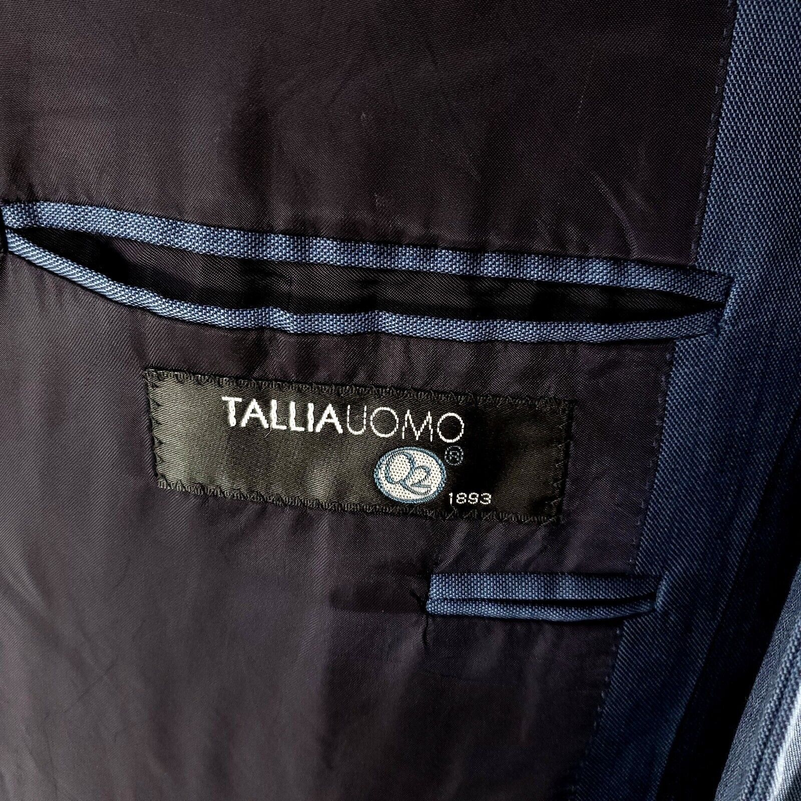 Tallia DAMAGED Tallia Uomo Worsted Wool 3 Button Blazer 44R Blue Sh Size 44R - 9 Thumbnail