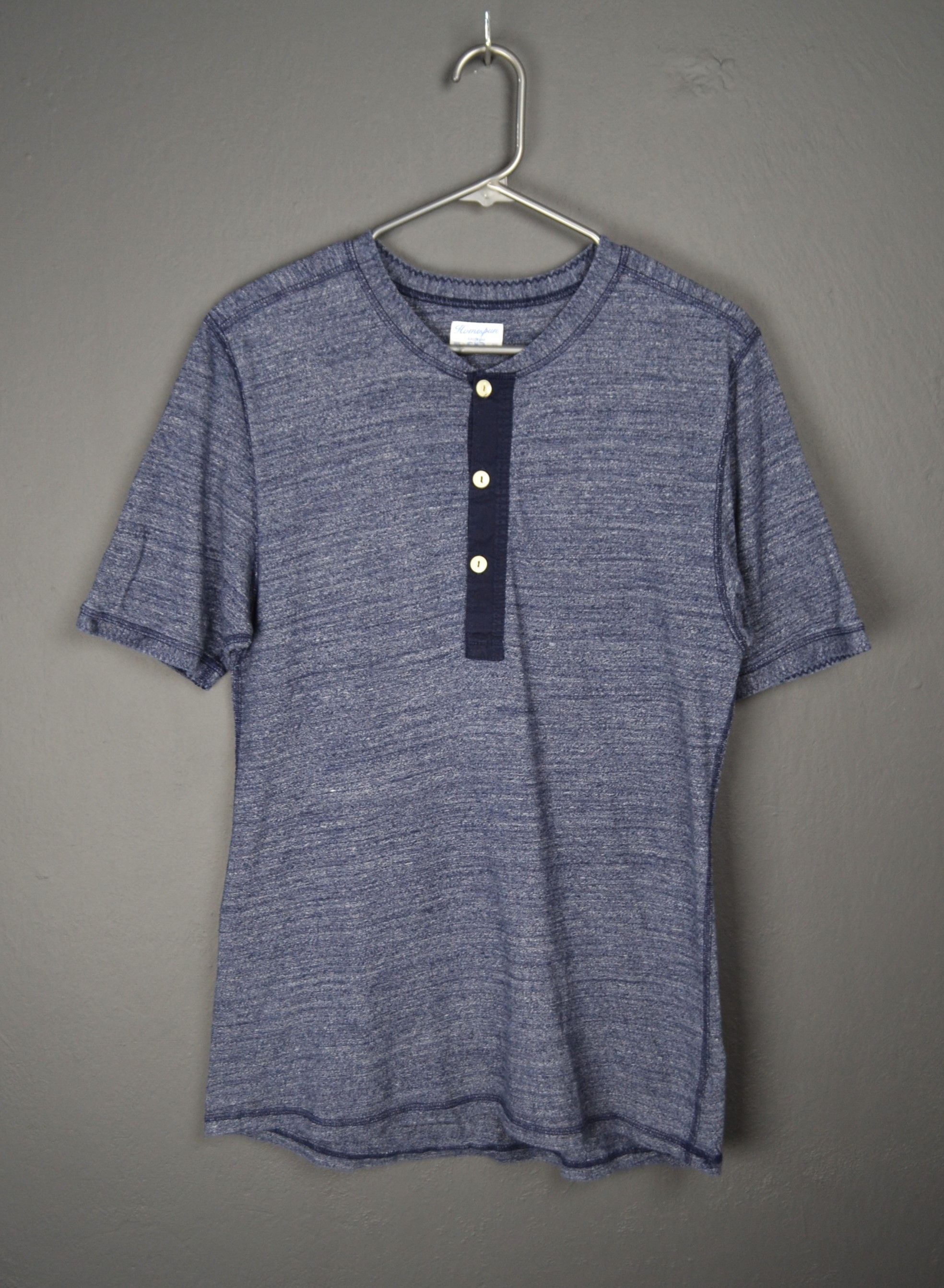Homespun Knitwear Homespun Knitwear Henley shirt size M Navy Size US M / EU 48-50 / 2 - 3 Thumbnail