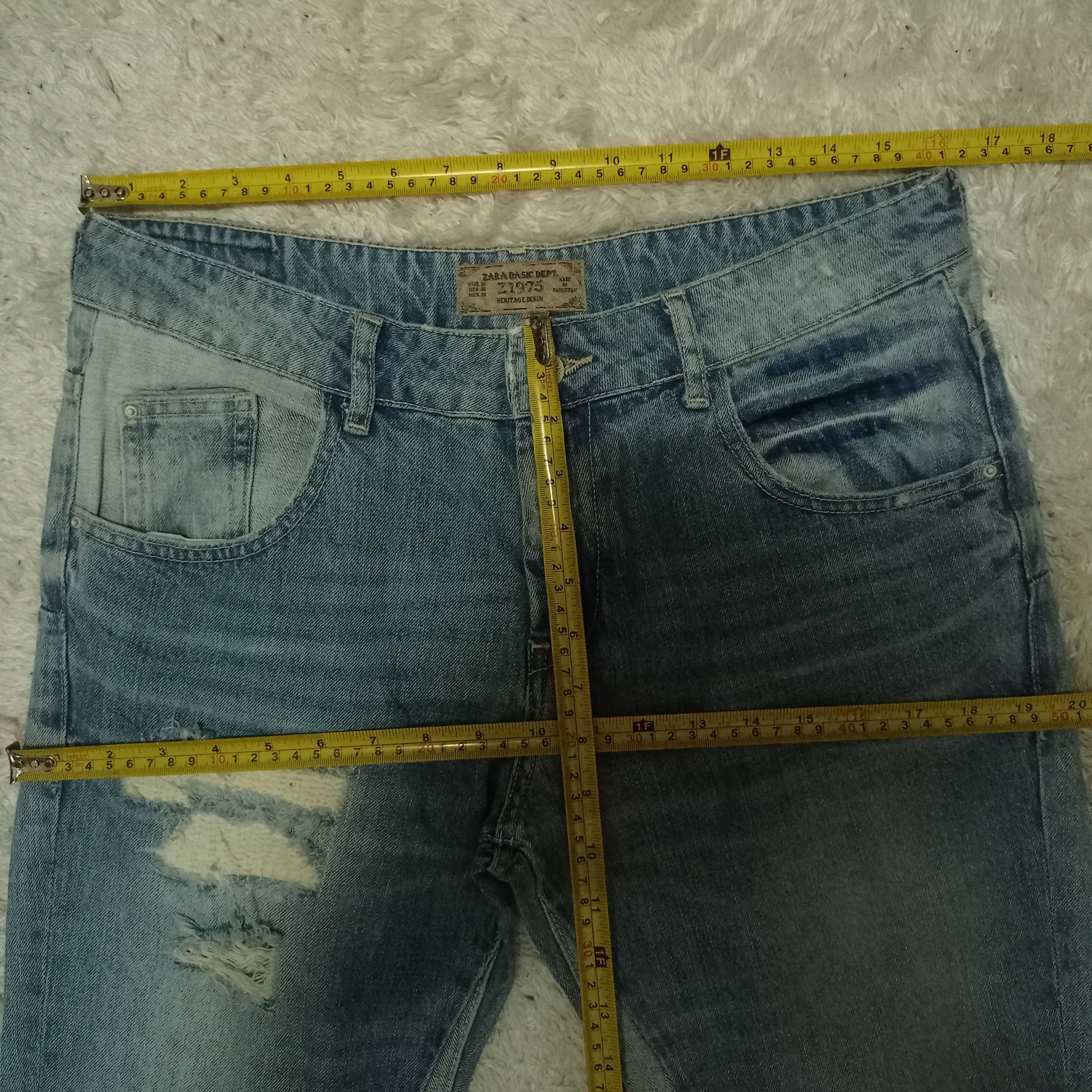 Zara Vintage Zara Hybrid Two Tone Curve Leg Distressed Jeans Size US 32 / EU 48 - 7 Thumbnail