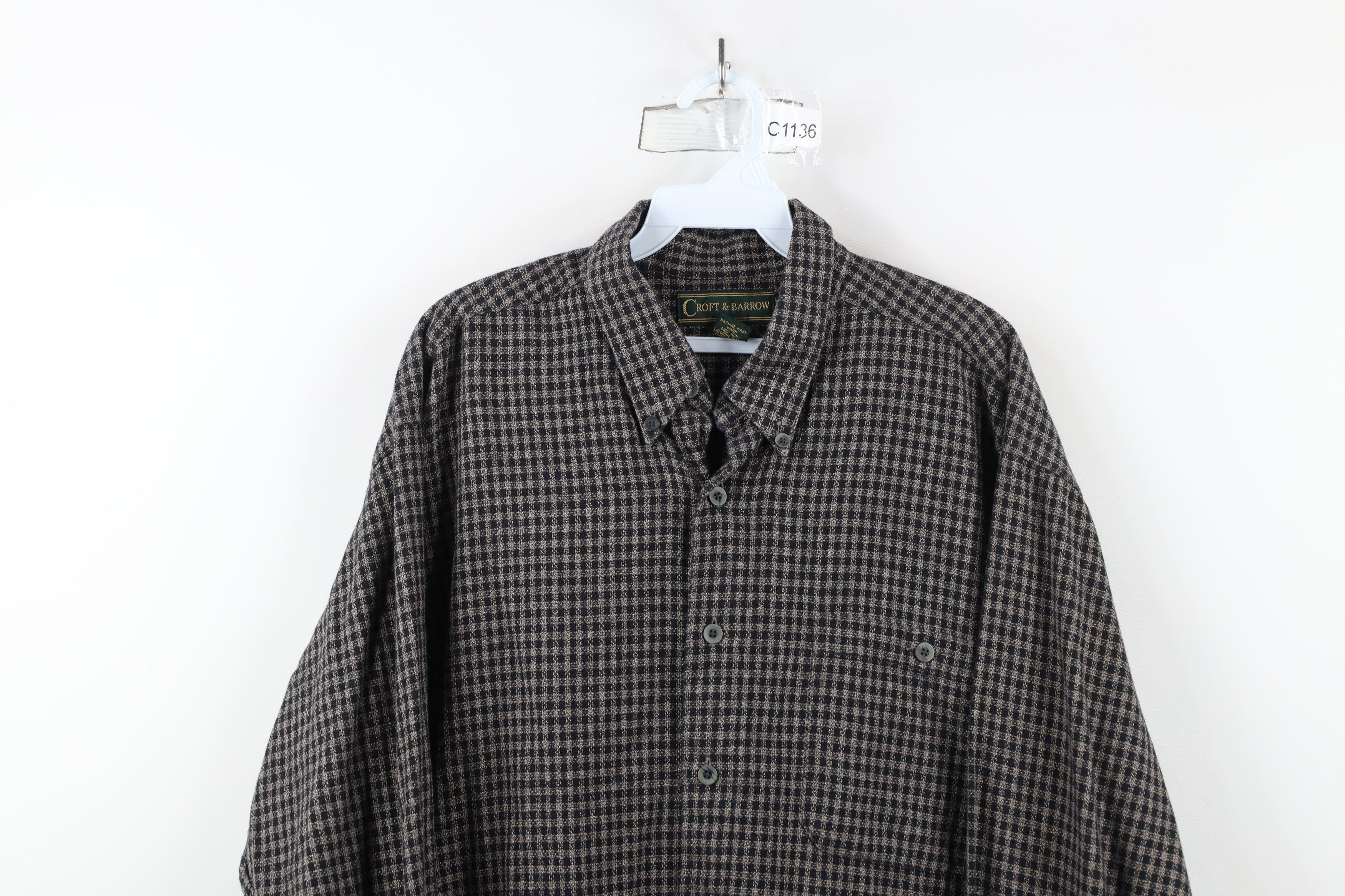 Vintage Vintage 90s Streetwear Fit Tweed Button Down Shirt Cotton Size US L / EU 52-54 / 3 - 2 Thumbnail