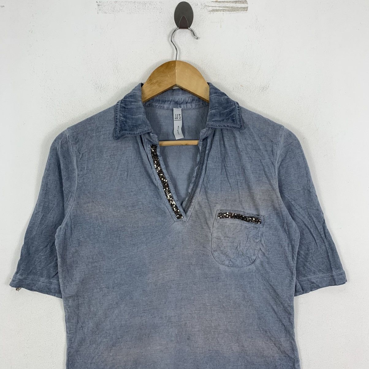 Vintage JJS GIRL Italian Brand Single Pocket Collar Tshirt Size S / US 4 / IT 40 - 3 Thumbnail