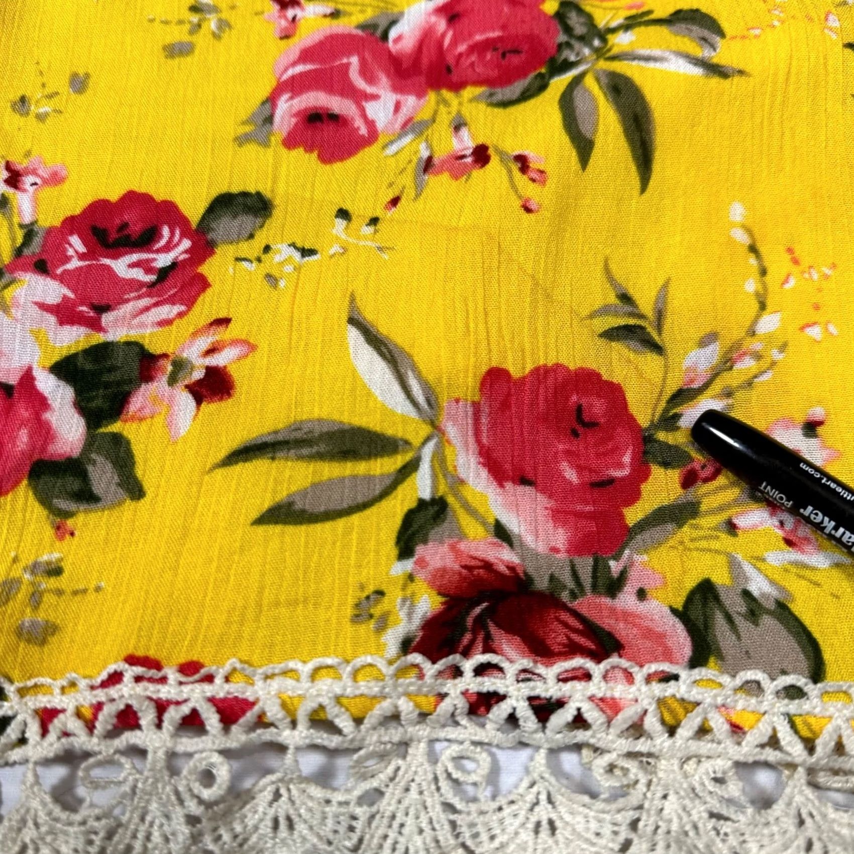 Vintage UMGEE Womens Open Front Lace Trim Kimono Top Size S Yellow Floral Print Blouse Size S / US 4 / IT 40 - 5 Thumbnail