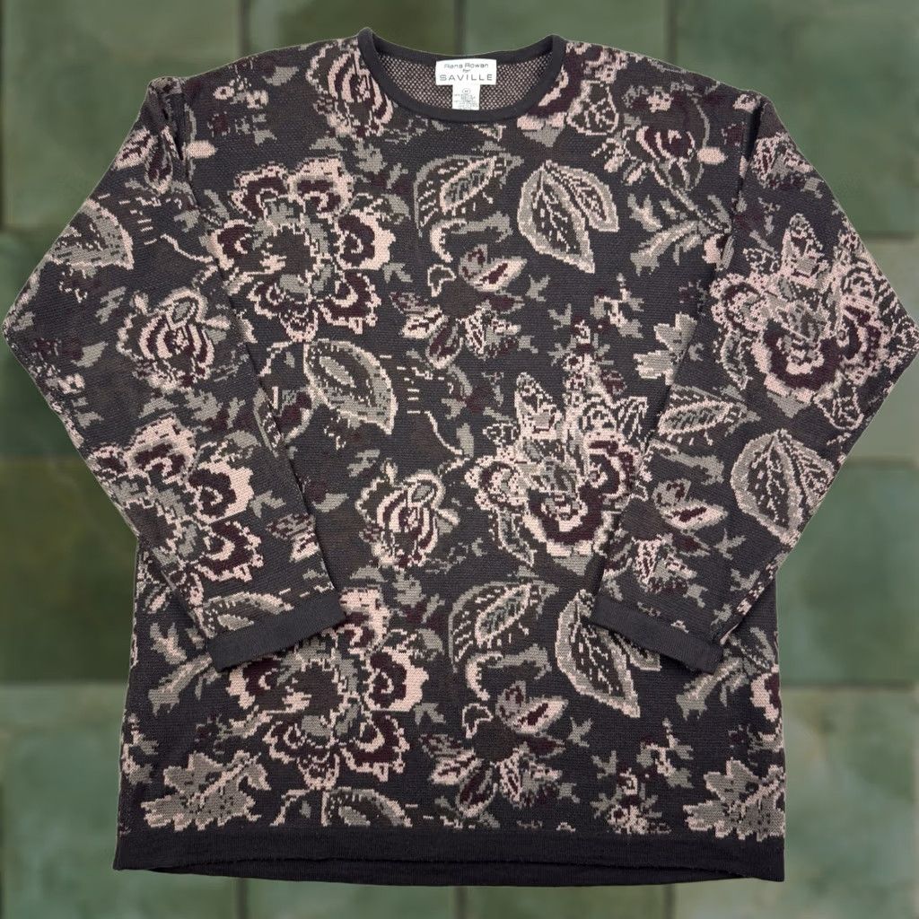 Vintage VINTAGE Rena Rowan Sweater Womens Medium Floral Knit 90s 80s Size M / US 6-8 / IT 42-44 - 1 Thumbnail