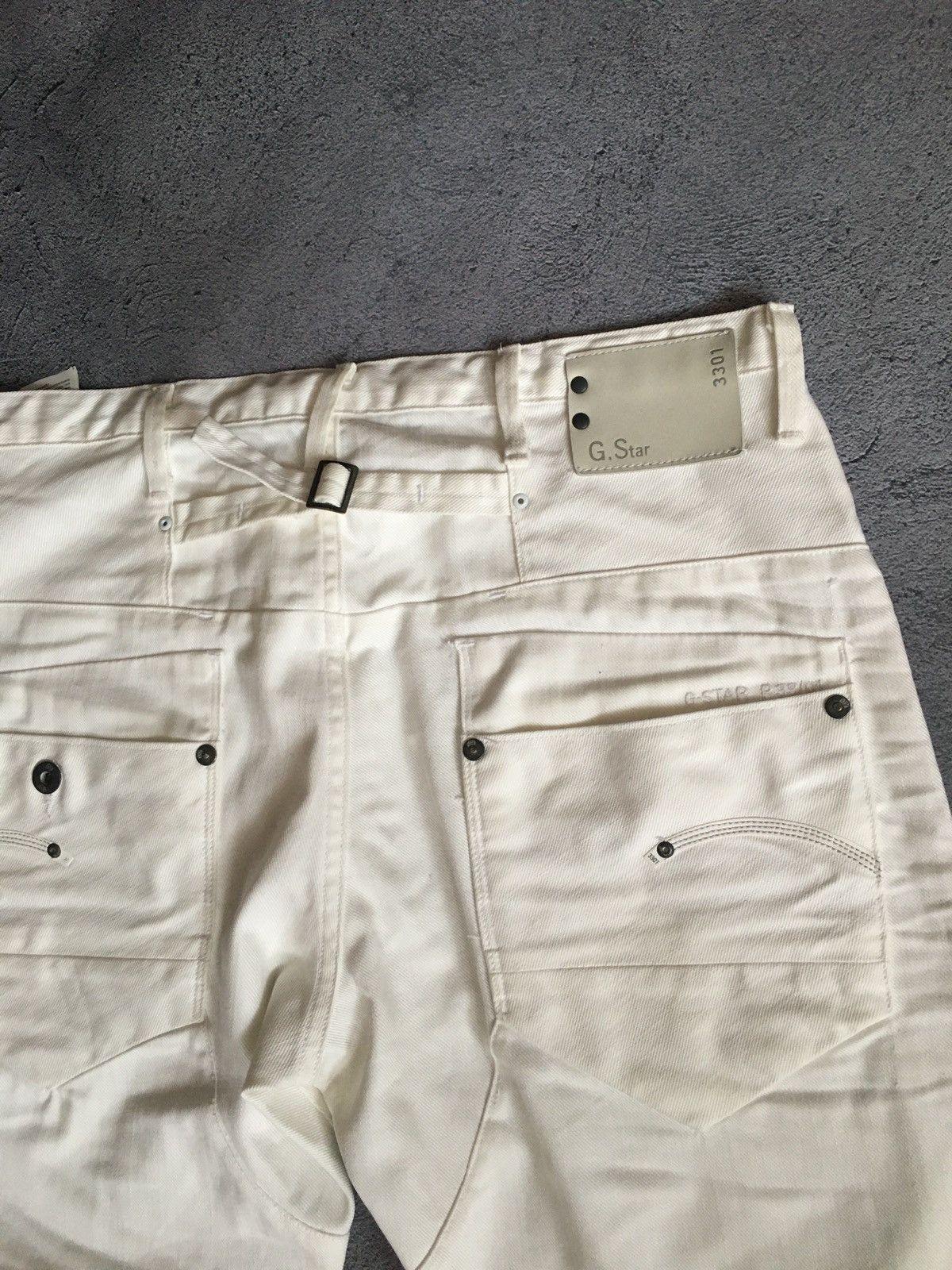 G-Star 🐚G-Star Raw Denim Biker White Pant Vintage Y2k Hype Size US 34 / EU 50 - 4 Thumbnail