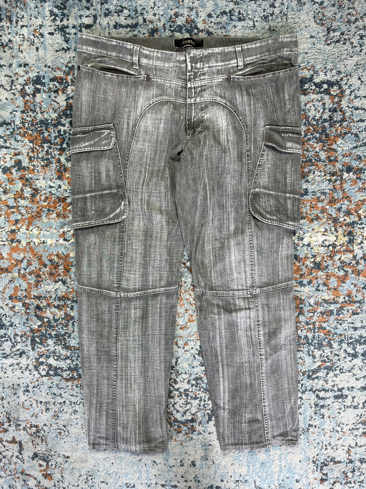 Designer × Ferre × Vintage Vintage 90s Ferre Jeans crazy cargo denim pants with zippers Size US 38 / EU 54 - 2 Thumbnail