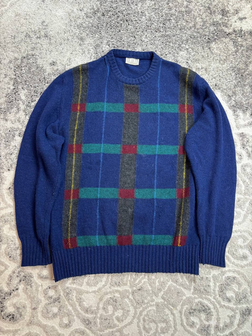 Vintage Vintage MacBallantain's 100% Wool Plaid Sweater Blue Size US L / EU 52-54 / 3 - 12 Thumbnail