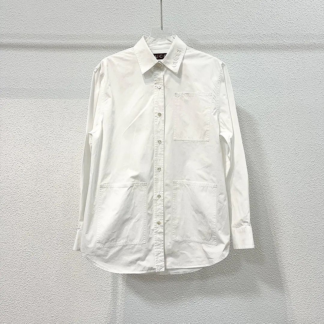 Gucci Gucci Embroidered Logo Button Up Shirt Size 36 Size XS / US 0-2 / IT 36-38 - 1 Thumbnail
