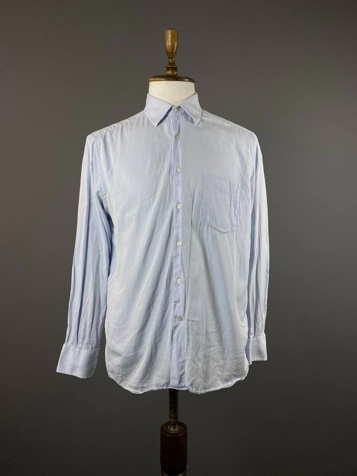 Designer Nina Ricci Blue Long Sleeve Button Down Shirt Size 41 / 16 Size US M / EU 48-50 / 2 - 1 Thumbnail
