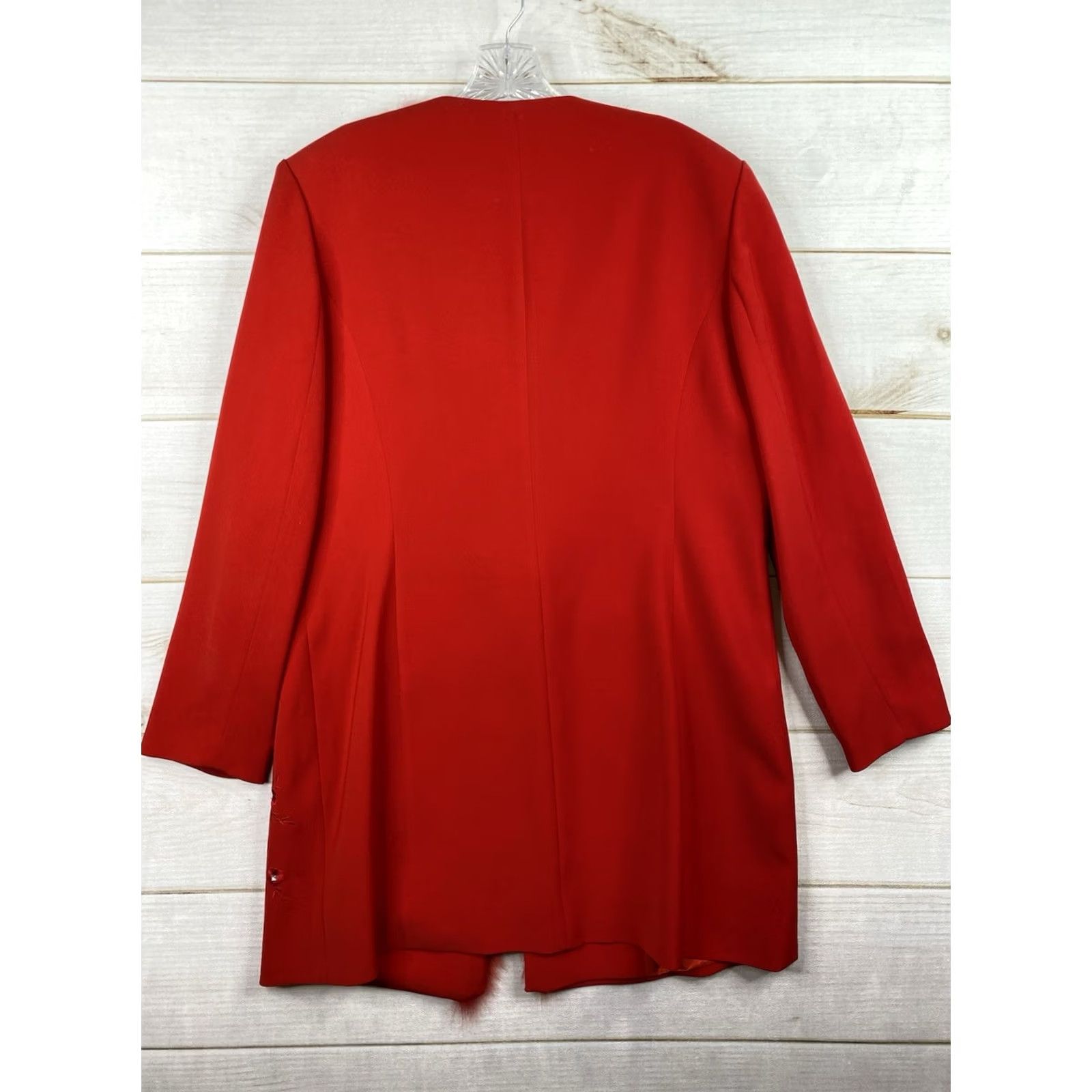 Marcs Ben Marc Red Skirt Suit 2pc Sz 12 Velvet? Faux Fur Jacket Vintage No Size 34" / US 12 / IT 48 - 7 Thumbnail