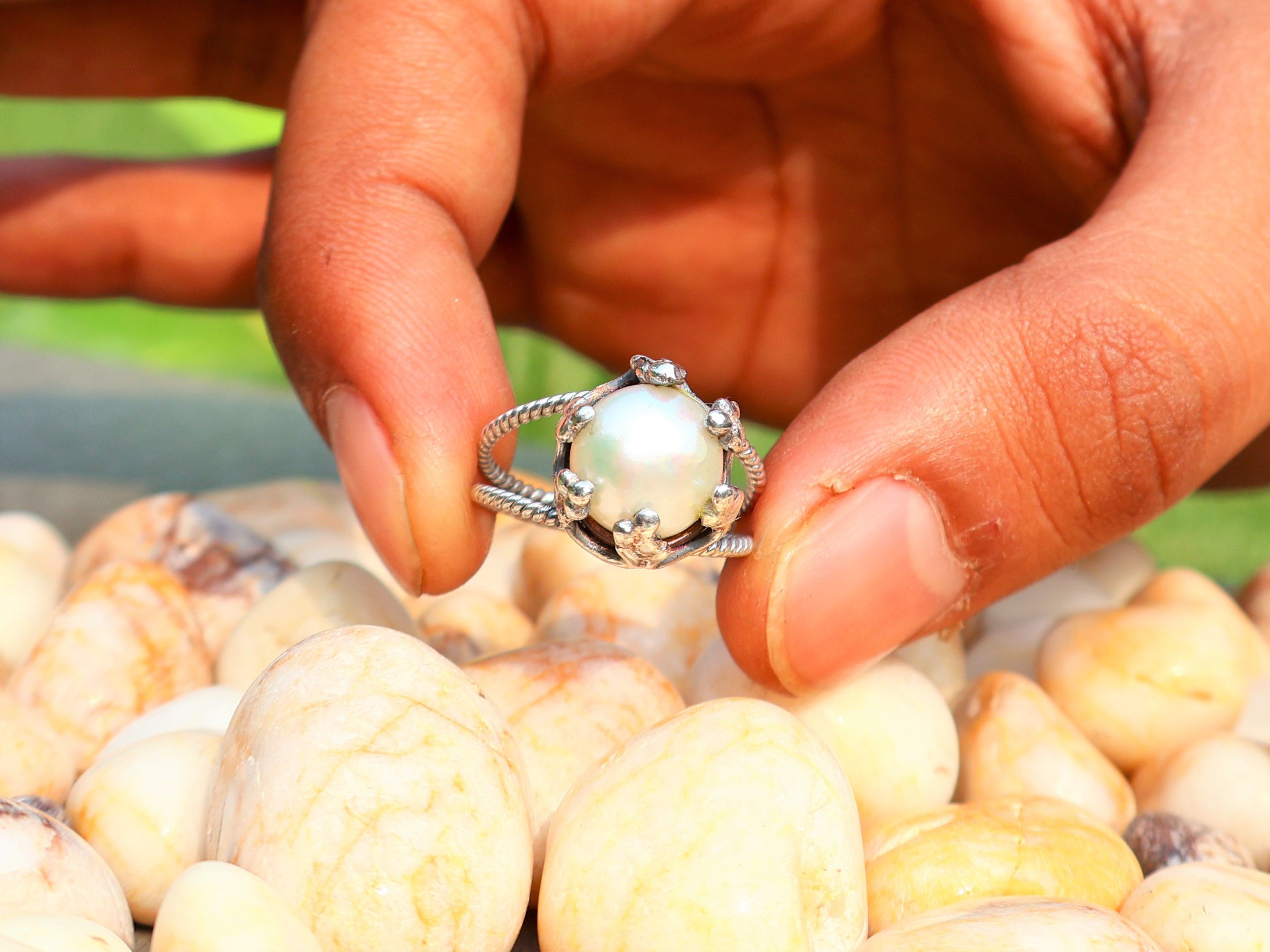 Handmade Pearl Ring, Handmade Women Ring, 925 Sterling Silver Jewelry Size ONE SIZE - 4 Thumbnail