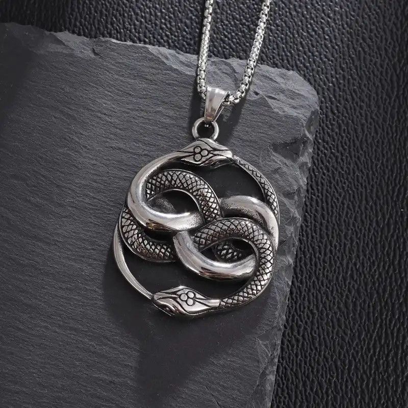 Jewelry × Vintage Punk Double Ouroboros Pendant Gothic Animal Viper Necklace Size ONE SIZE - 1 Thumbnail