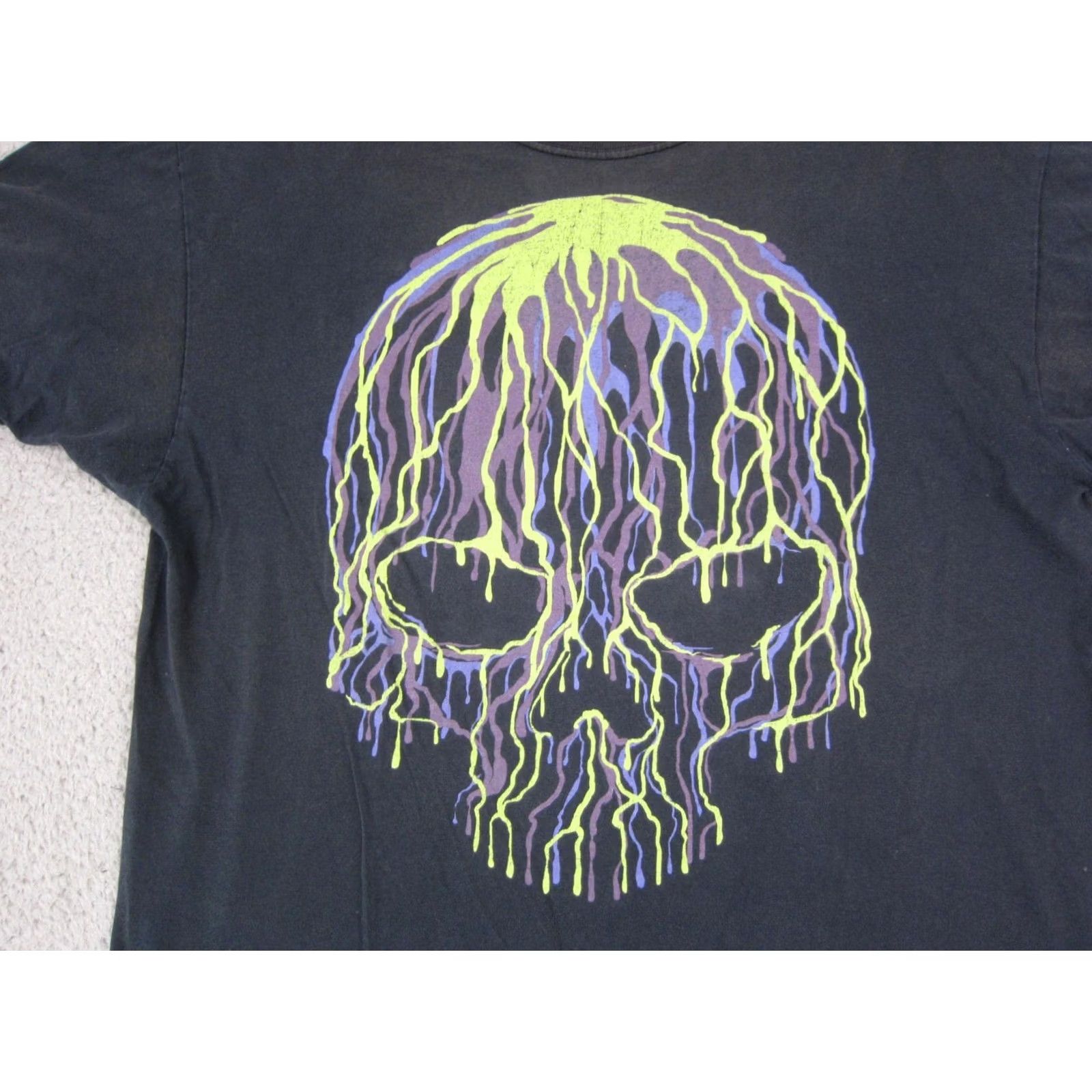 Vintage VINTAGE Skull Shirt Mens M Black Neon Drip Goth Punk Grunge 90s Y2K Military 90s Womens Mens Boys Girls Size US M / EU 48-50 / 2 - 2 Thumbnail