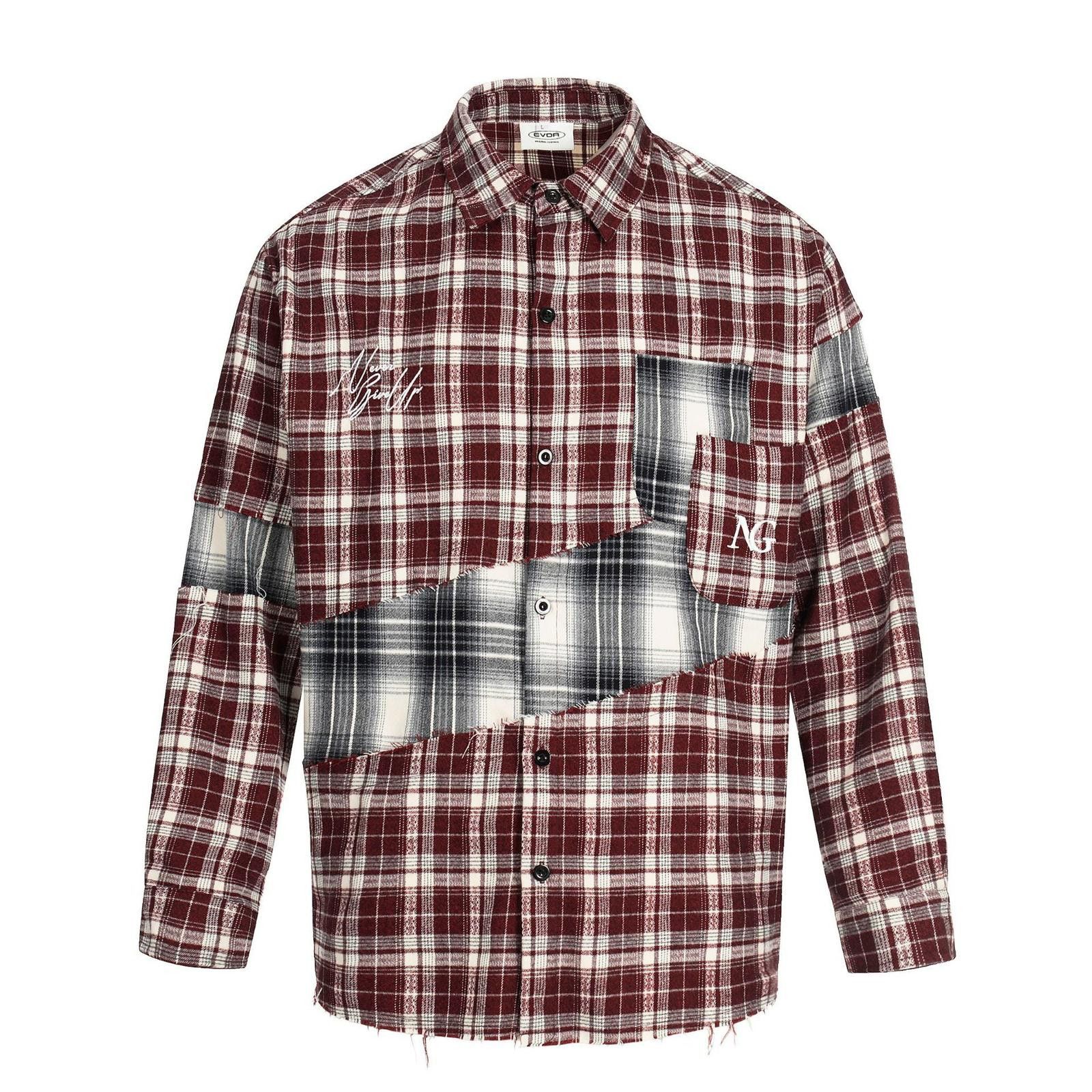 Vintage Irregular Contrast Plaid Long-Sleeve Shirt Size US M / EU 48-50 / 2 - 6 Thumbnail