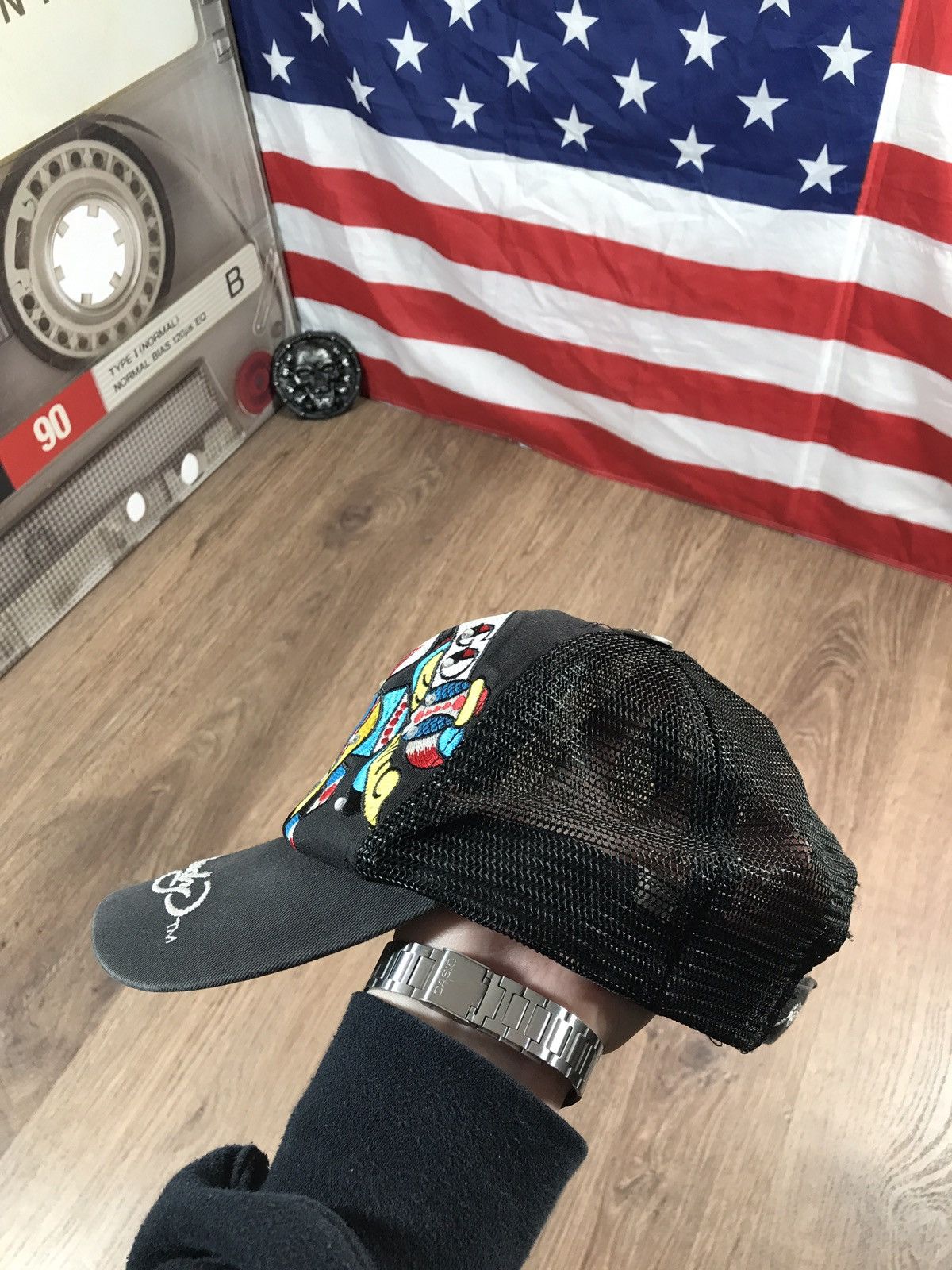 Christian Audigier × Ed Hardy × Vintage Vintage Ed Hardy By Christian Audigier Skull Logo Cap Size ONE SIZE - 8 Thumbnail
