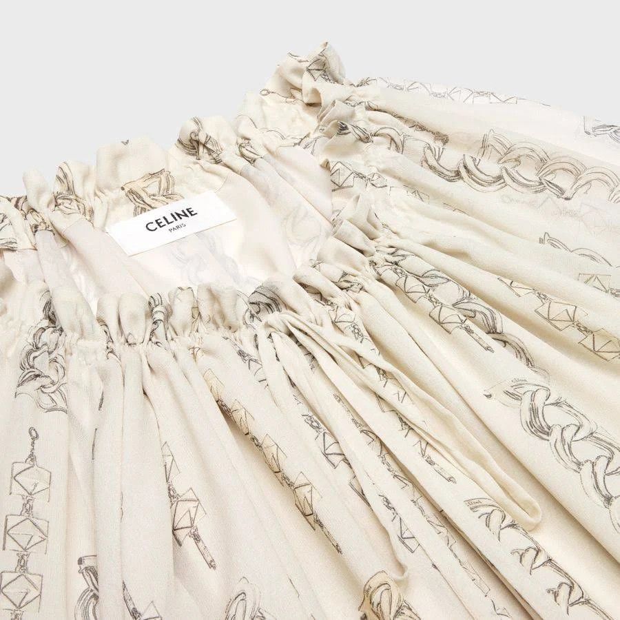 Celine o1bcso1str0824 Low-Cut Foulard Dress In Silk Crepe in Beige Size M / US 6-8 / IT 42-44 - 2 Thumbnail