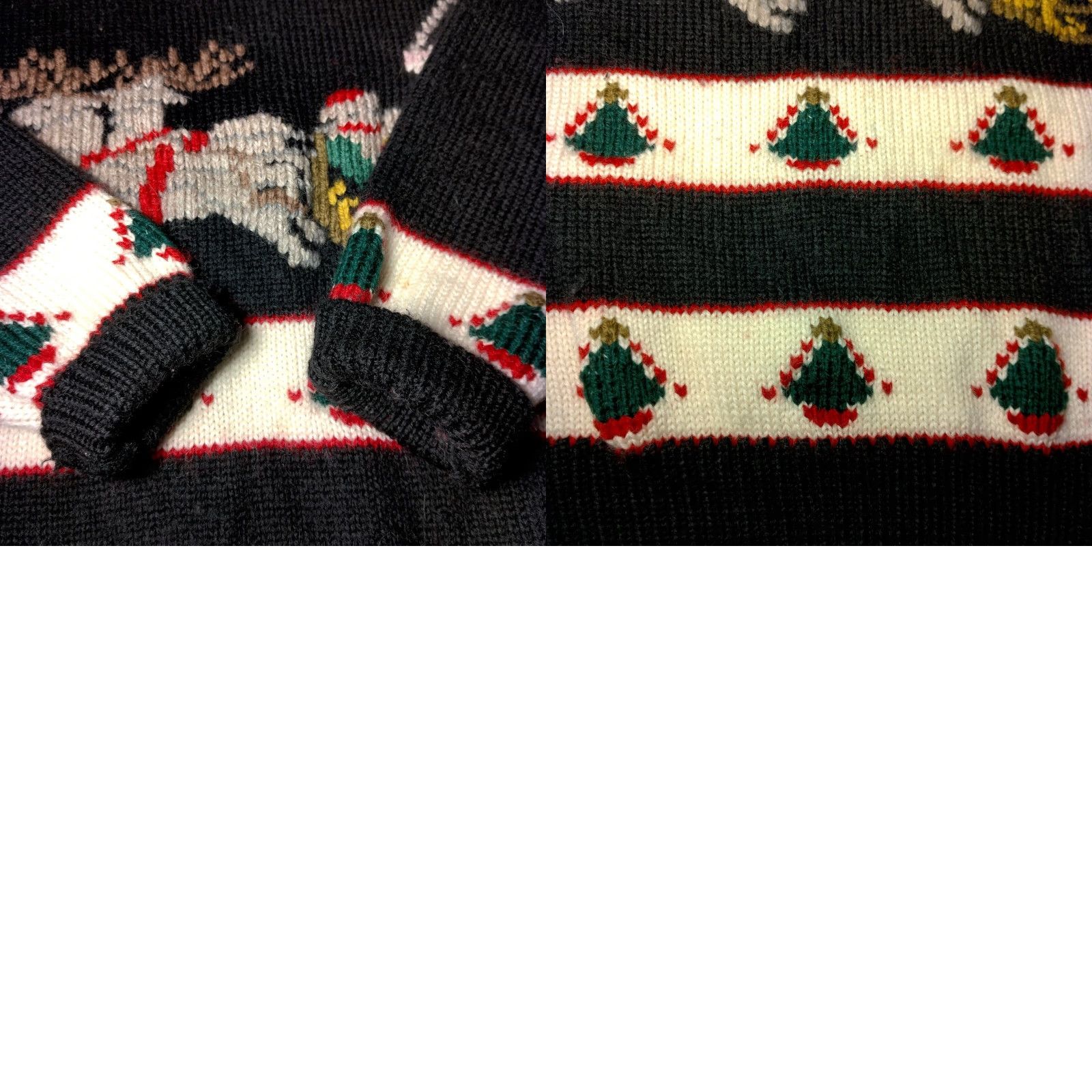 Vintage South Wool Sweater Shirt M Women Black Christmas Santa Reindeer Hand Loomed Wool Pullover Crew Neck Long Sleeve Casual Party/Cocktail Winter Regular Size M / US 6-8 / IT 42-44 - 9 Thumbnail