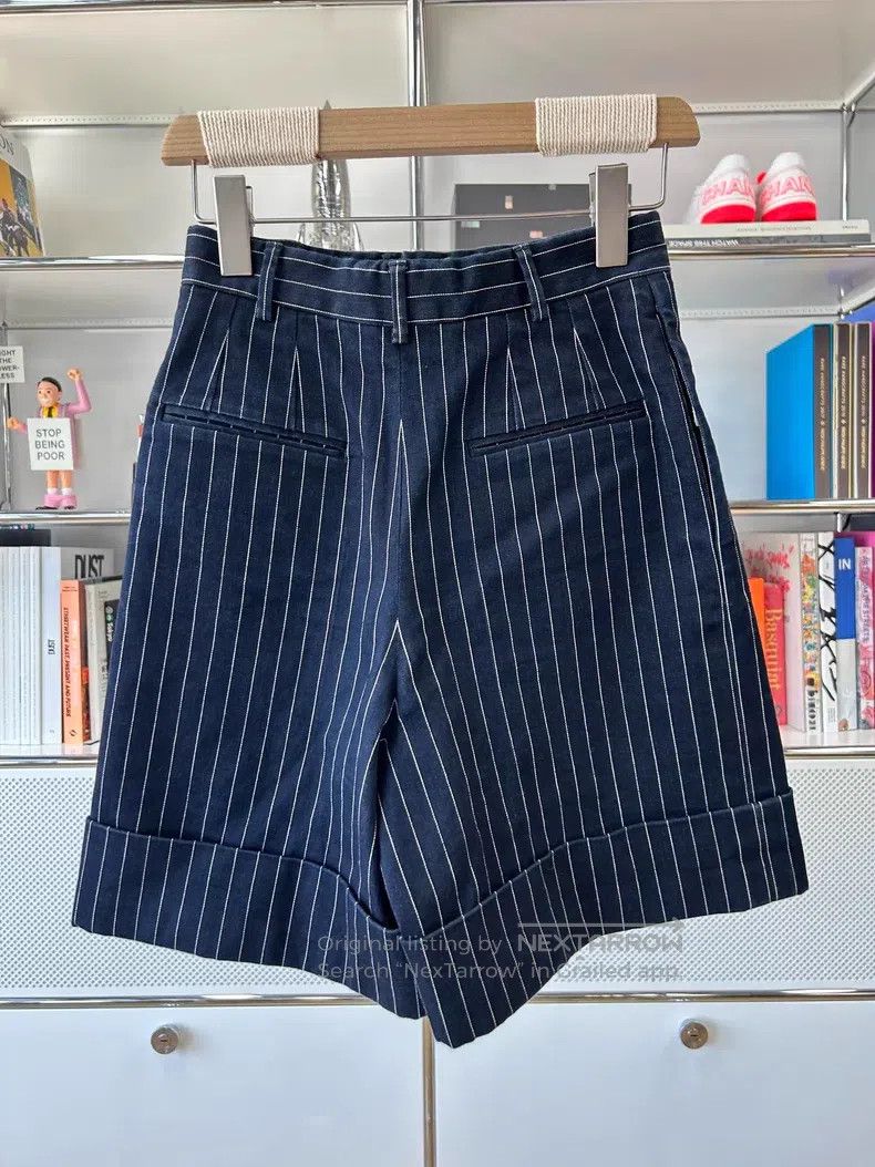 Chanel Chanel Dark blue and white striped shorts Size 42" / US 20 - 2 Thumbnail
