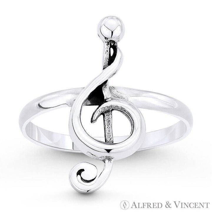 Other G-Clef Musical Symbol Charm Ring in .925 Sterling Silver Size ONE SIZE - 1 Preview