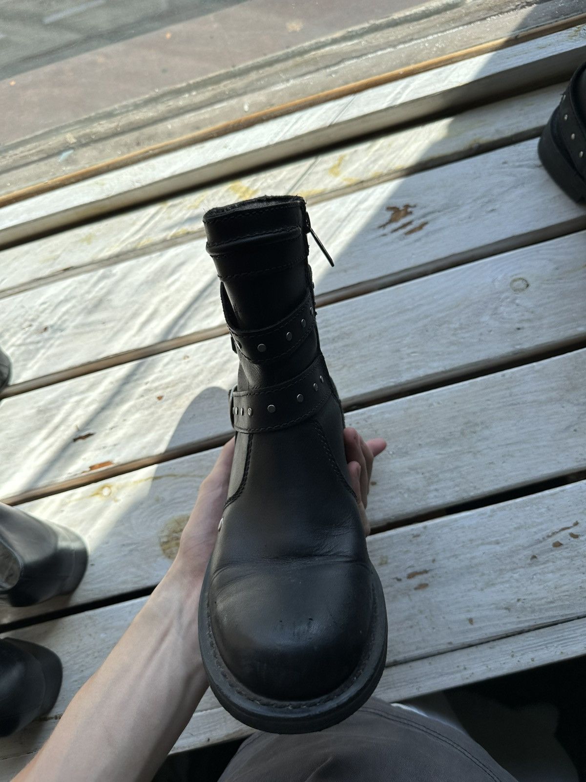 Harley Davidson 🚨RARE HARLEY DAVIDSON BLACK BOOTS METAL WITH LOGO IF6WAS9 Size US 7 / IT 37 - 3 Thumbnail