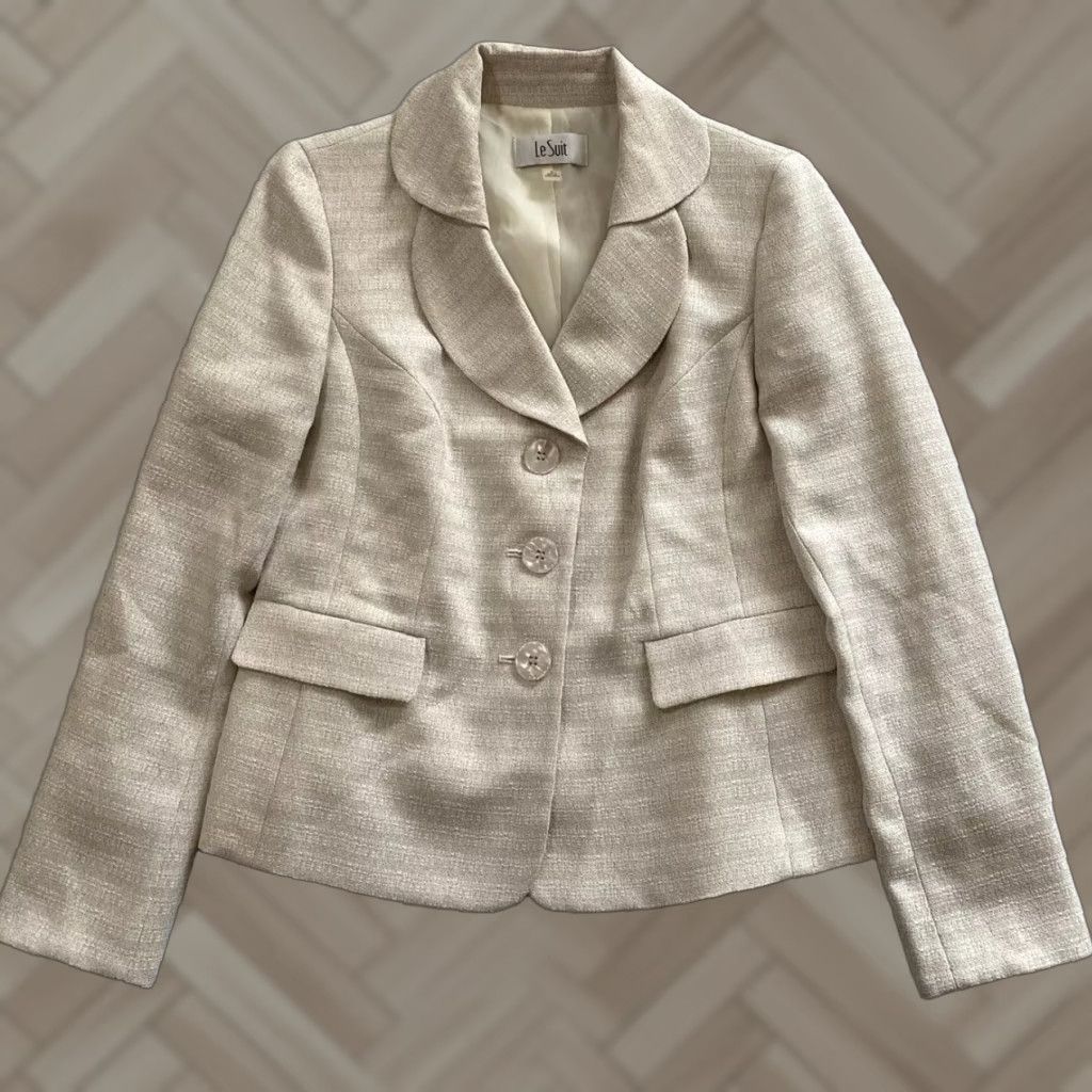 Vintage VINTAGE Le Suit Blazer Jacket Women’s Size 8 Tan Pinstripe Lined Skirt Suit Business Womens 90s Size M / US 6-8 / IT 42-44 - 1 Thumbnail