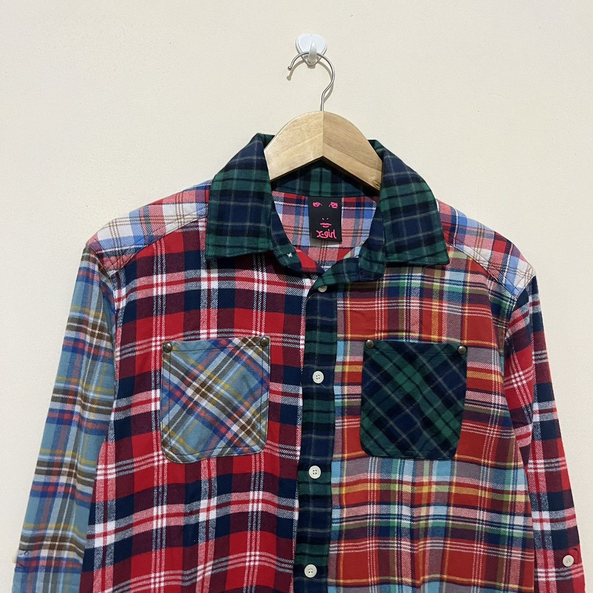 X-Girl × Xlarge X-Girl Women Patchwork Flannel shirt Size M / US 6-8 / IT 42-44 - 2 Thumbnail