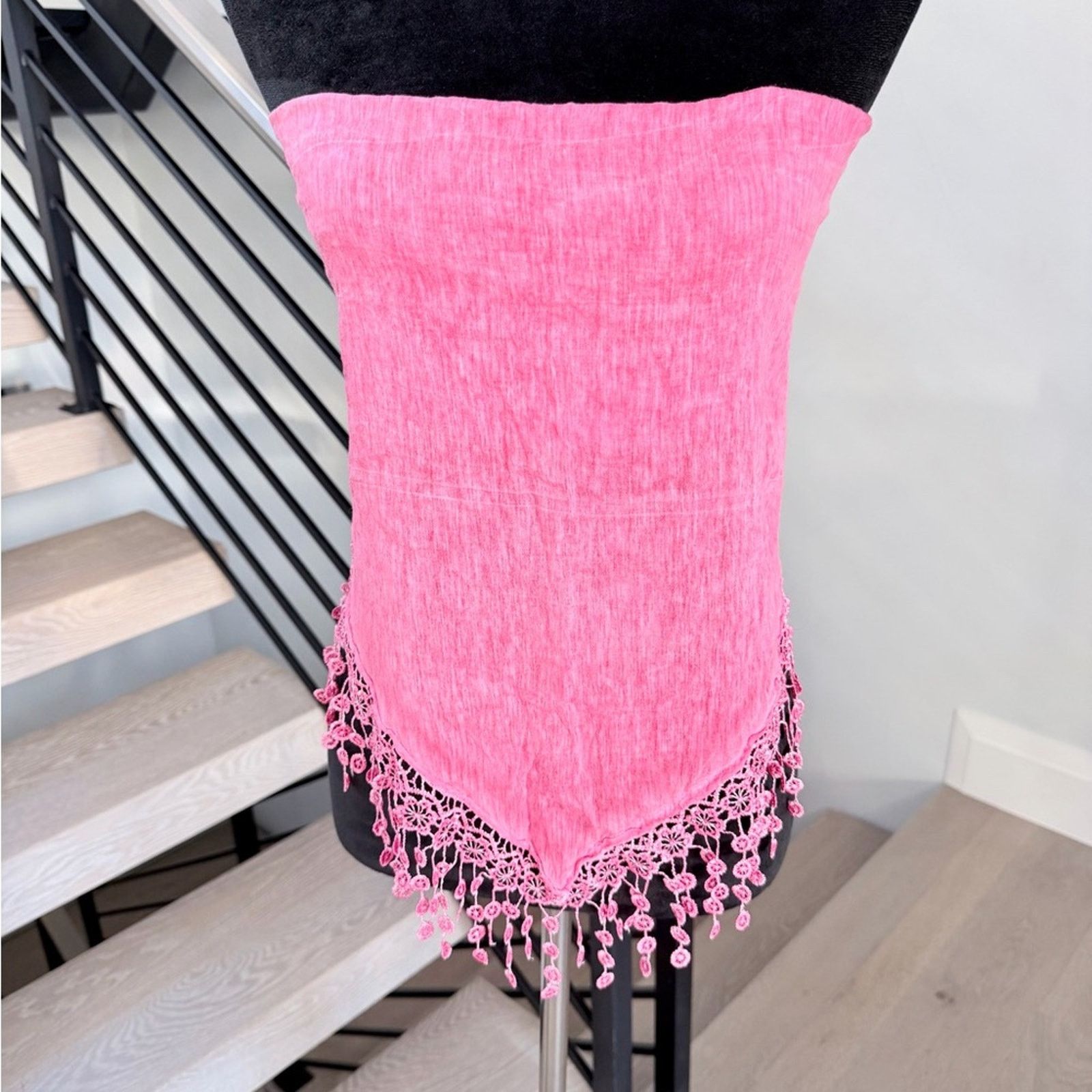 Other Pink Y2K Scarf Wrap with Beaded Fringe Beach Vacation Size ONE SIZE - 1 Thumbnail