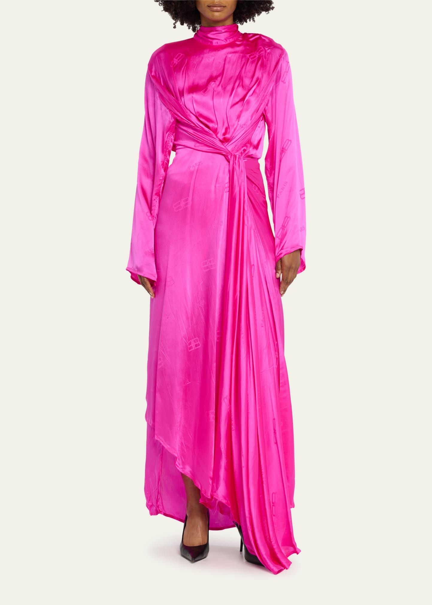 Balenciaga o1s1wg110425 Front Drape Dress in Fuchsia Size M / US 6-8 / IT 42-44 - 2 Thumbnail