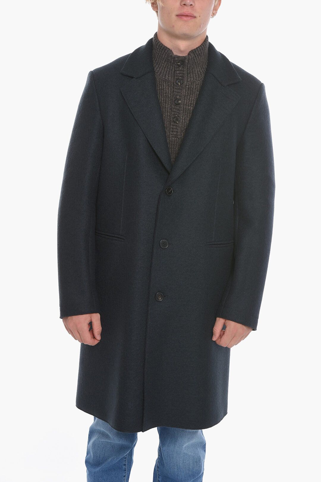 image of Harris Wharf London Og1Mm1223 Wool Coat In Gray in Grey, Men's (Size Large)