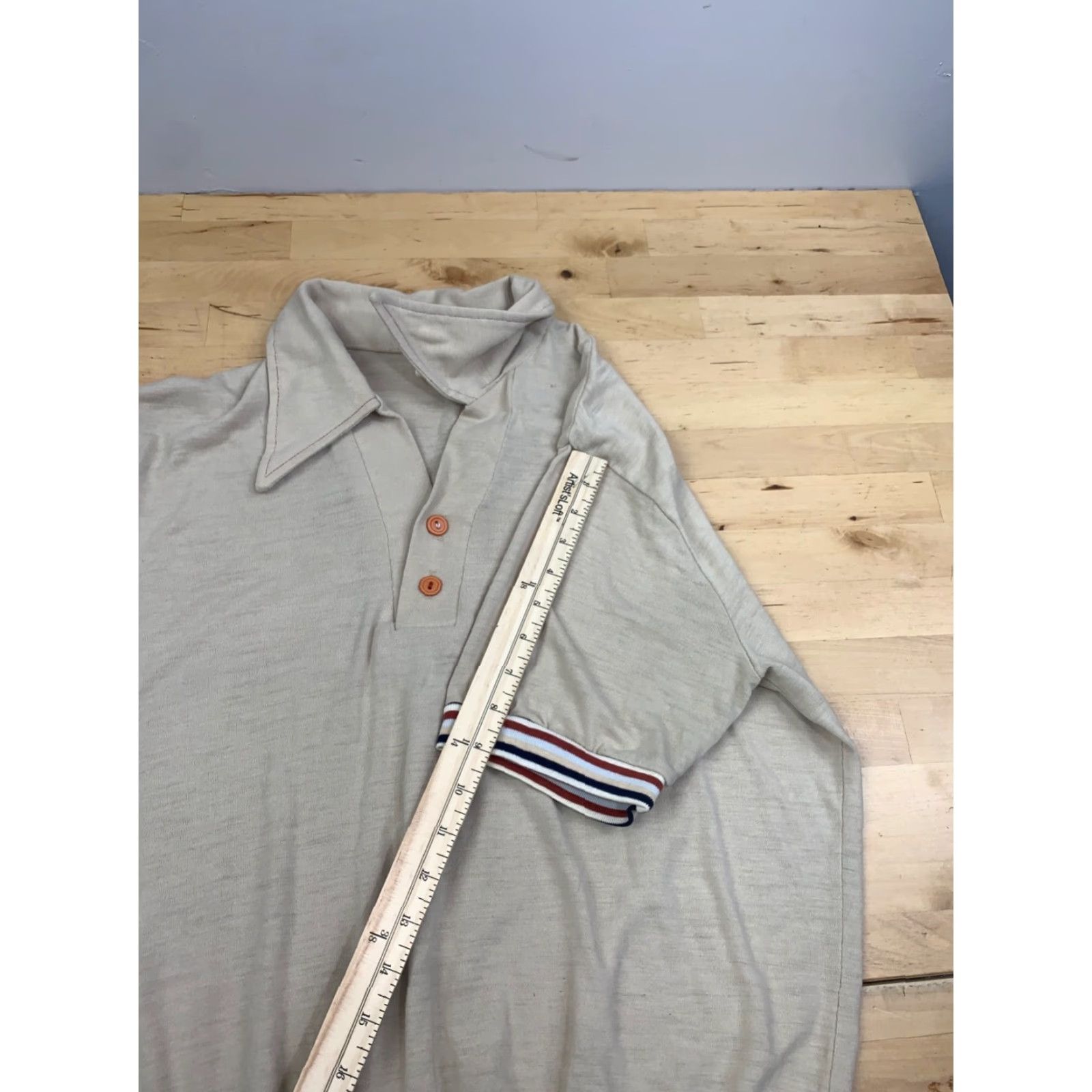 Vintage VINTAGE Stuart Mann Polo Shirt Mens L Beige Short Sleeve Collared Pullover 12260 Size US L / EU 52-54 / 3 - 6 Thumbnail