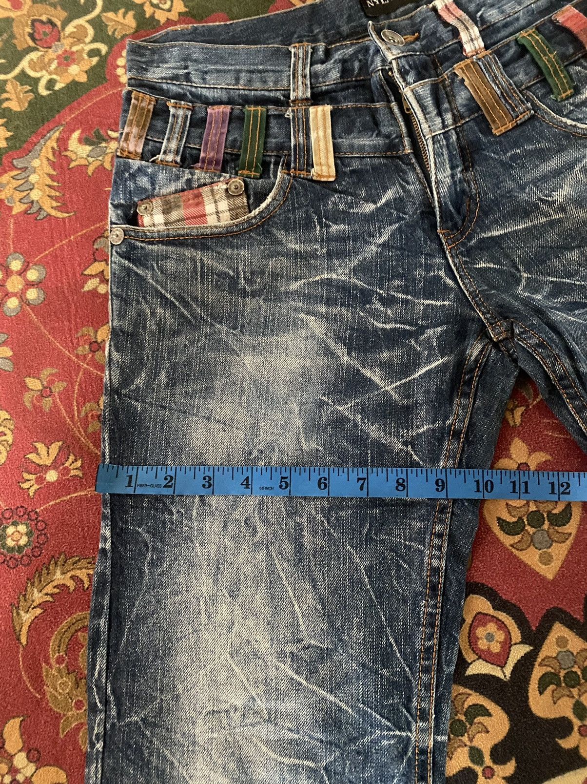 Hysteric Glamour × Japanese Brand × Vintage 🔥RARE🔥Vintage Nylaus Jeans Double Waist Lightning Style Size US 31 - 14 Thumbnail