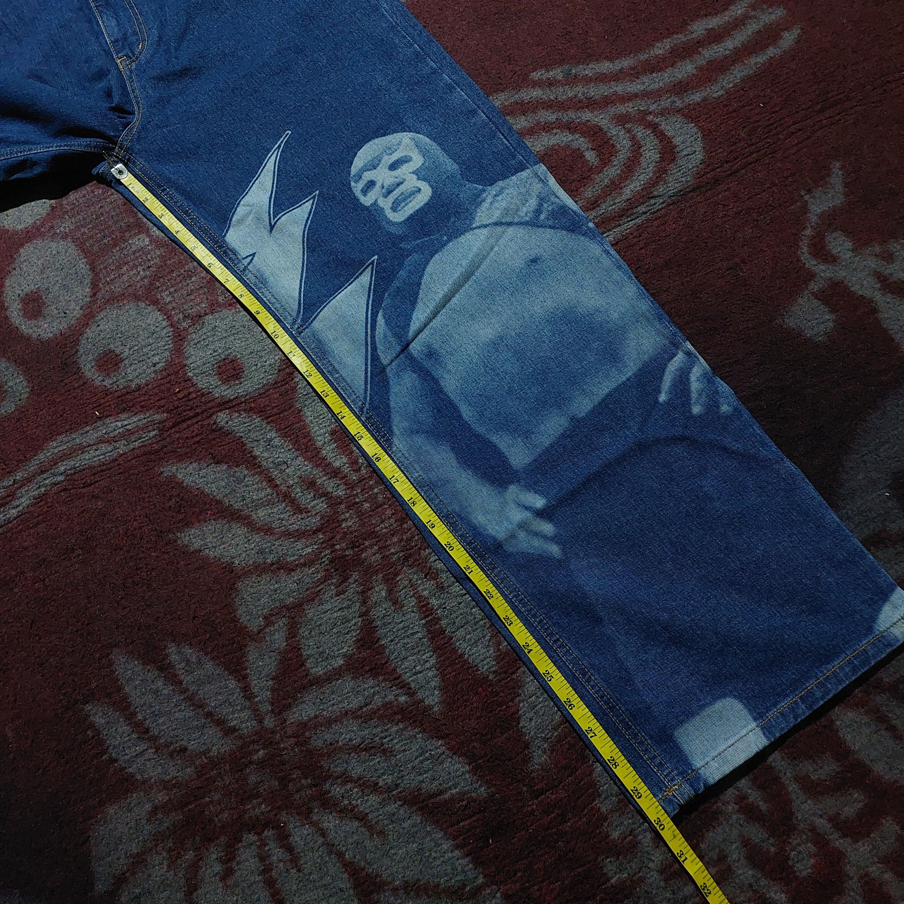 Marithe + Francois Girbaud Rey mysterio artwork printed carpenter denim Size US 35 - 16 Thumbnail