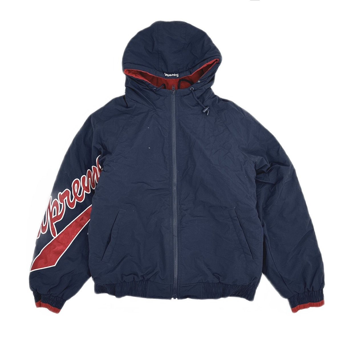 Supreme Sleeve Script Sideline Jacket Navy