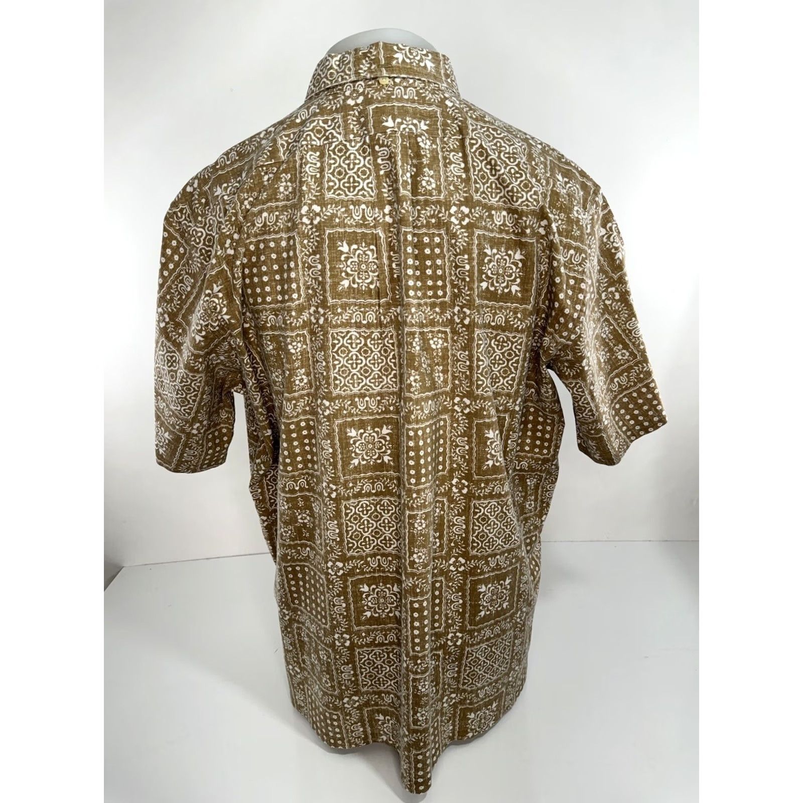 Reyn Spooner Reyn Spooner REVERSE PRINT Hawaiian Aloha Shirt - XL - Olive Brown / White Size US XL / EU 56 / 4 - 4 Thumbnail