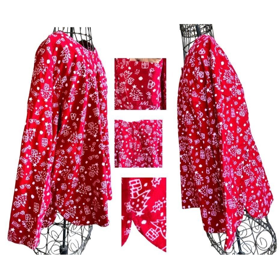 Other Vintage Jennifer Moore Christmas Pajamas Large Red 2 piece F Size 30" / US 8 / IT 44 - 9 Thumbnail