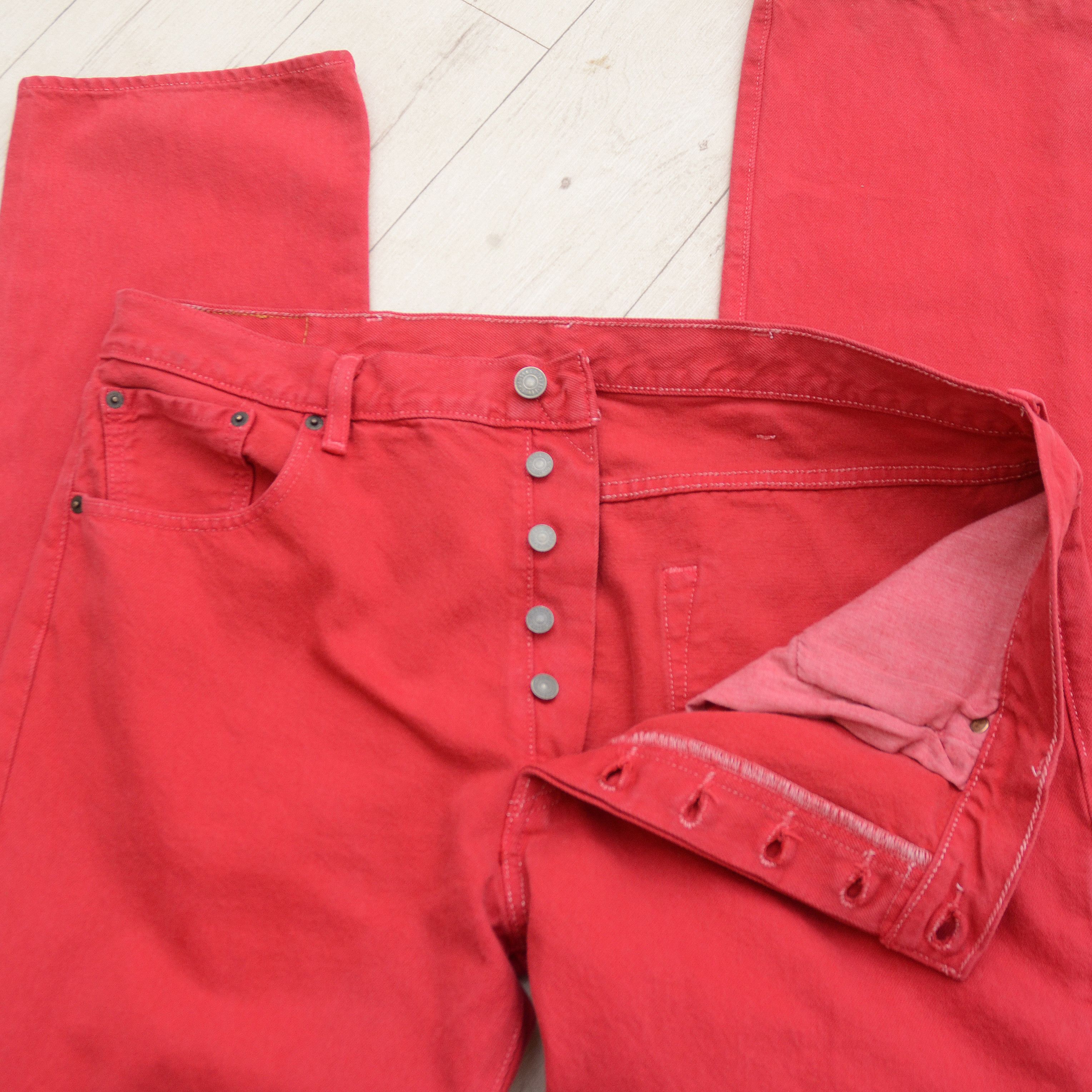 Levi's Vintage Clothing Levi’s Vintage Jeans 501 Men’s Red Distressed 1990’s Rare Size US 38 / EU 54 - 12 Thumbnail
