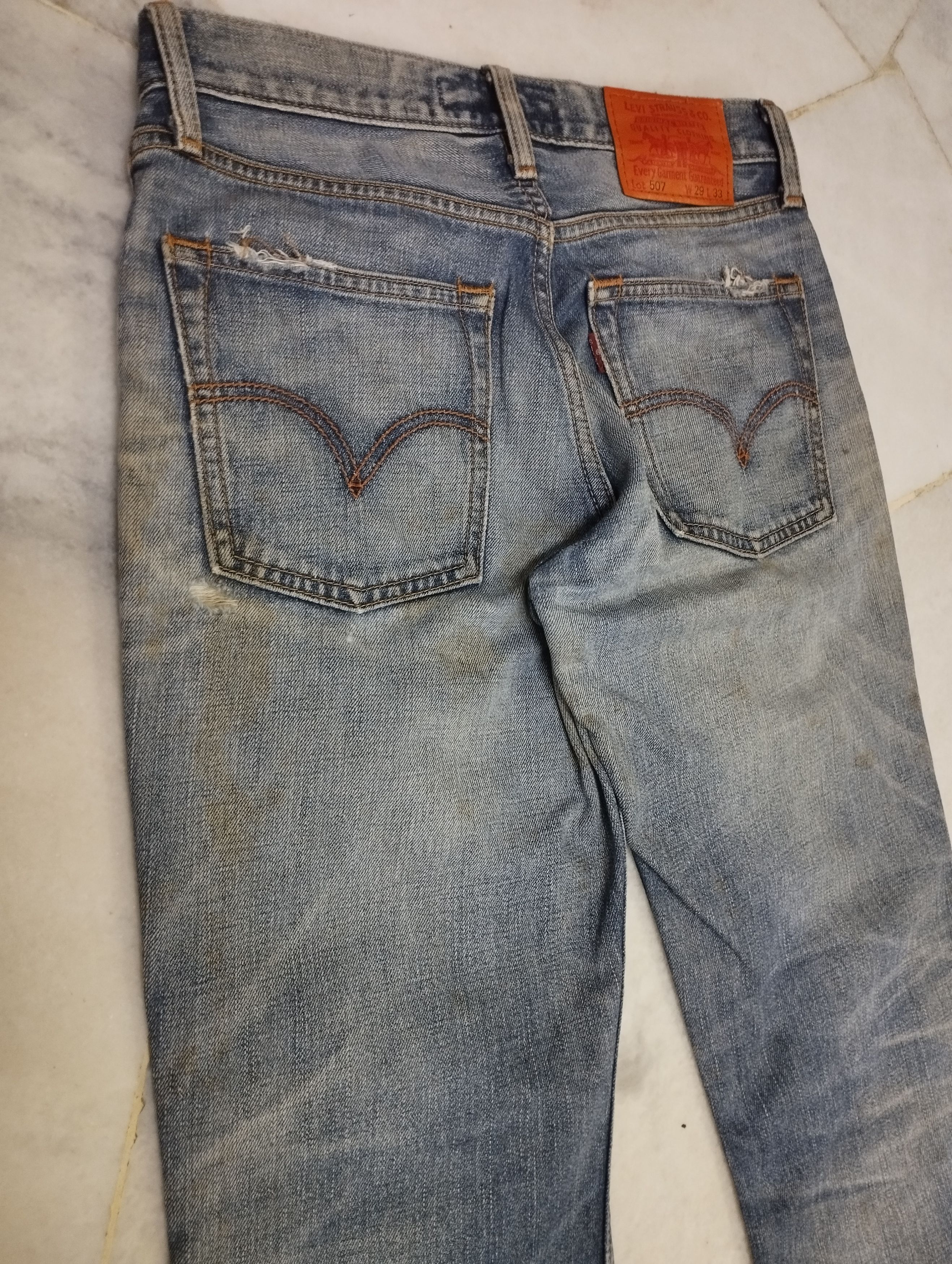Levi's Vintage Levi's 507 Crazy Mud Rusty Thrash Faded Size US 29 - 4 Thumbnail