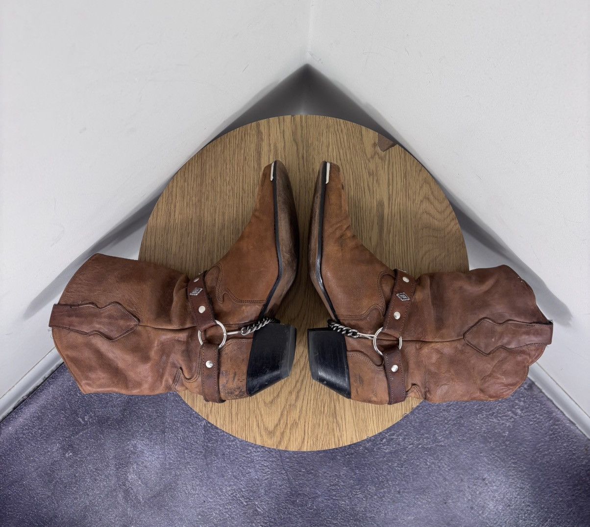 Cowboy Equipment Code West Vintage Women’s Brown Leather Western Cowboy Boots Size US 8.5 / IT 38.5 - 14 Thumbnail