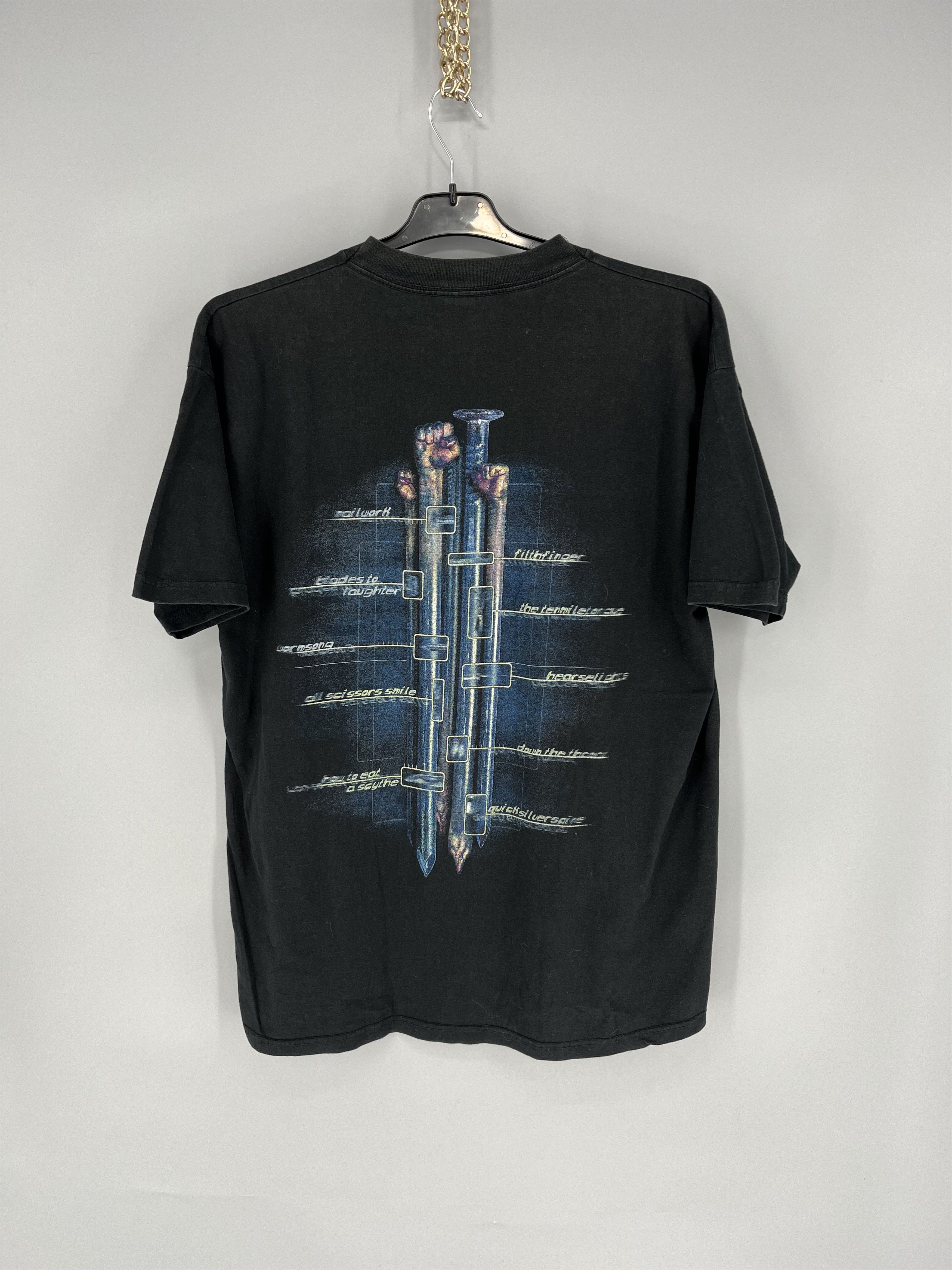 Band Tees × Vintage NIGHT IN GALES T-SHIRT "Nailwork" - absolute rarity, 1999 Size US XL / EU 56 / 4 - 1 Thumbnail