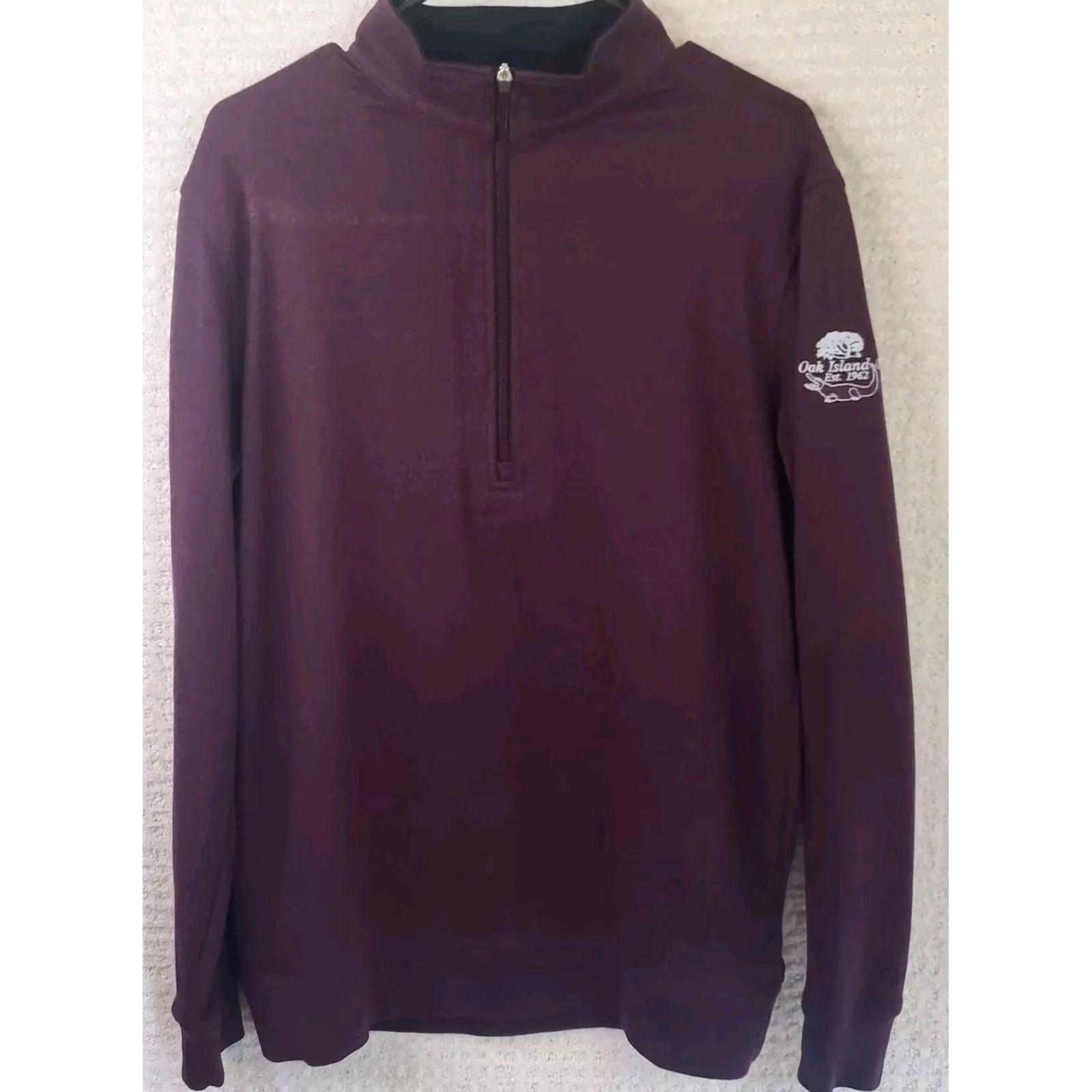 Logo 7 Straight Down Men Pullover Sweater M Maroon Long Sleeve 1/4 Zip Logo Embroidered Mock Neck Knit Casual Workwear Golf Outdoor Men Size US M / EU 48-50 / 2 - 2 Thumbnail