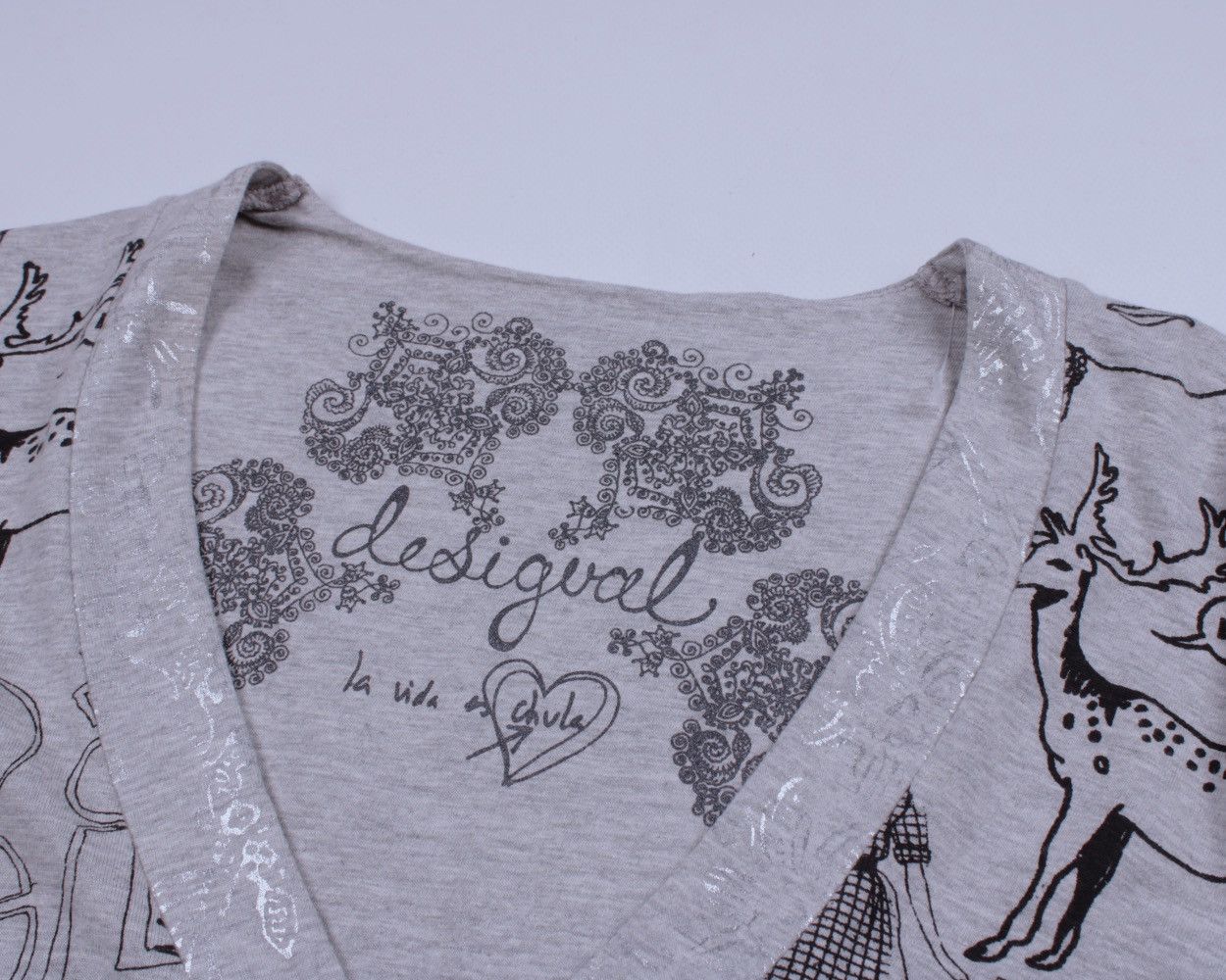 Designer × Desigual DESIGUAL Printed Big Dream A-Line Gray Cotton Blend Dress Size L / US 10 / IT 46 - 11 Thumbnail