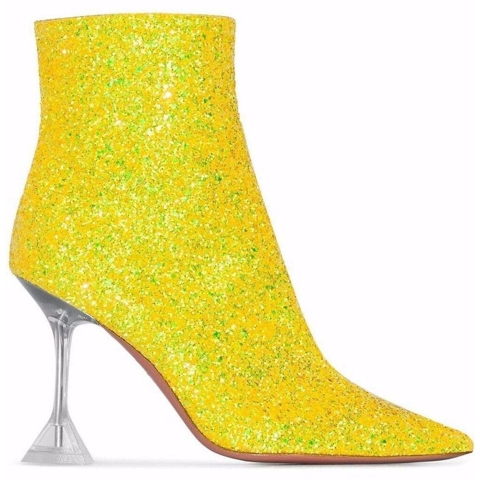 Amina Muaddi Amina Muaddi Giorgia Glitter Lemon Yellow PVC Begum Heel Size US 7 / IT 37 - 2 Thumbnail