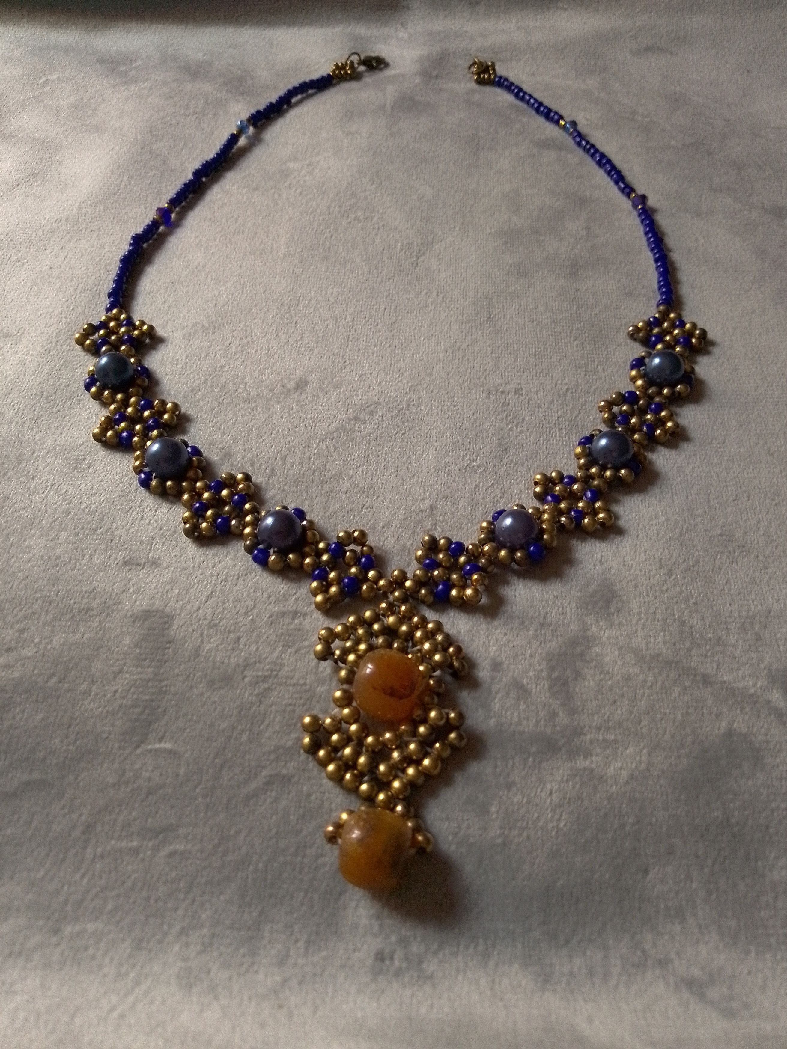 Handmade Vintage necklace Pendant with natural jade gemstones Size ONE SIZE - 8 Thumbnail