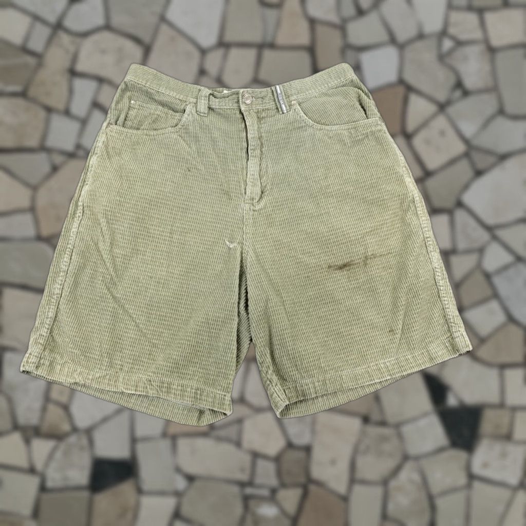 Vintage Rusty Mens Shorts 34 Green Corduroy Chino Casual Outdoor Y2K
