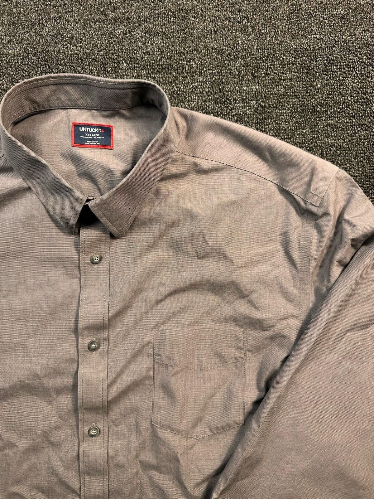 UNTUCKit UNTUCKit Men's XX-Large Gray Cotton Wrinkle Resistant Shirt Size US XXL / EU 58 / 5 - 3 Thumbnail