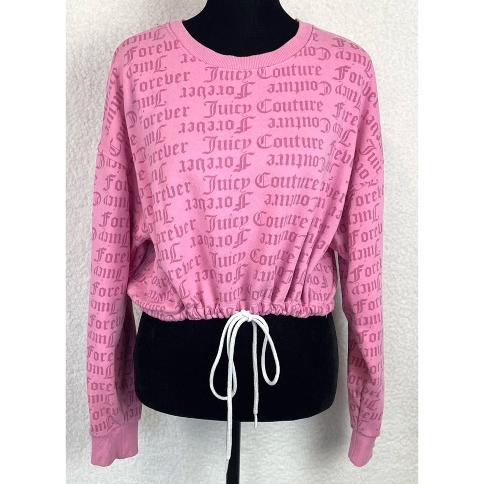 Juicy Couture JUICY COUTURE x F21 • Pink Logo Print Cropped Tie Sweatshirt Size M / US 6-8 / IT 42-44 - 2 Thumbnail