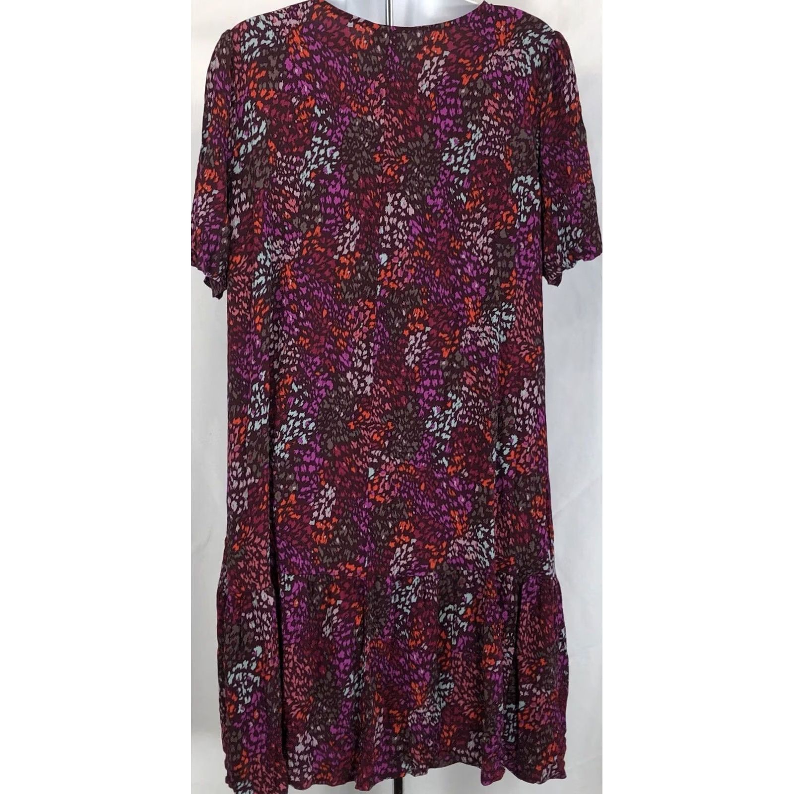 Vintage A new day Shift Dress XL purple multi Floral geo Hi-Low Knee Length pockets boho Size XL / US 12-14 / IT 48-50 - 3 Thumbnail