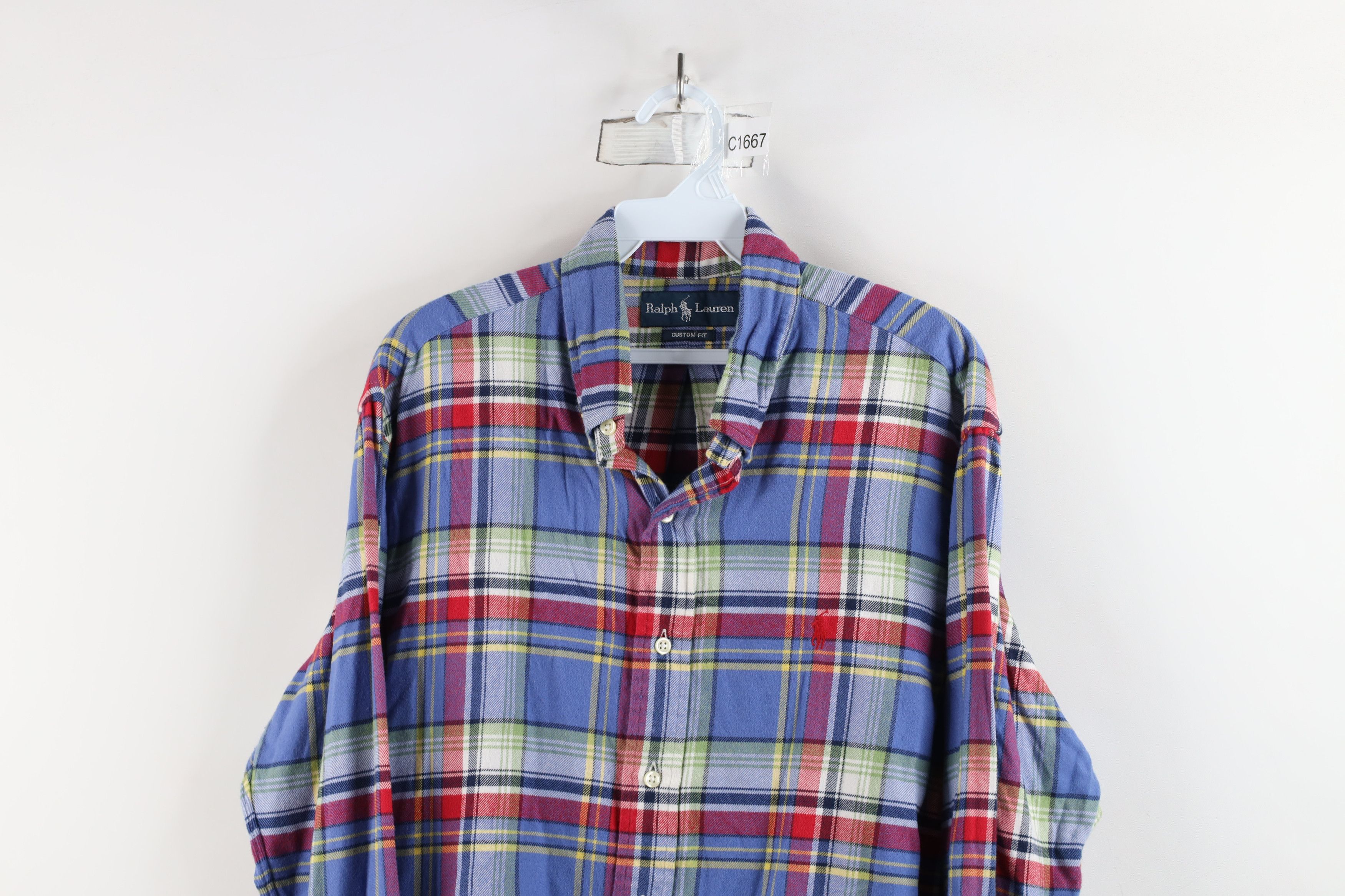 Ralph Lauren × Vintage Vintage 90s Ralph Lauren Flannel Collared Button Down Shirt Size US L / EU 52-54 / 3 - 2 Thumbnail