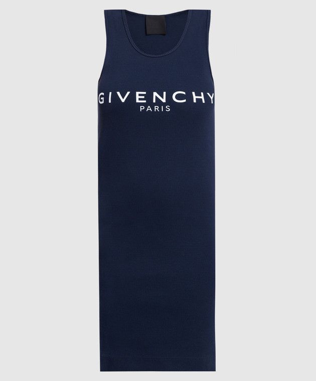 Givenchy o1srvl11e0625 Mini Dress With Logo Print in Navy Blue Size L / US 10 / IT 46 - 1 Thumbnail