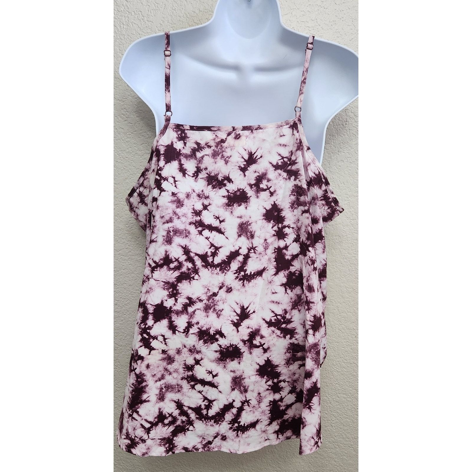 Faded Glory Faded Glory Purple White Tie Dye Spaghetti Strip Top XXL 20W Size XXL / US 16-18 / IT 52-54 - 3 Thumbnail