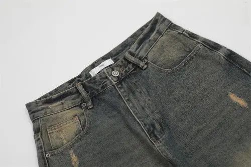 Japanese Brand Men's street distressed retro trend loose washed jeans Size US 32 / EU 48 - 3 Thumbnail